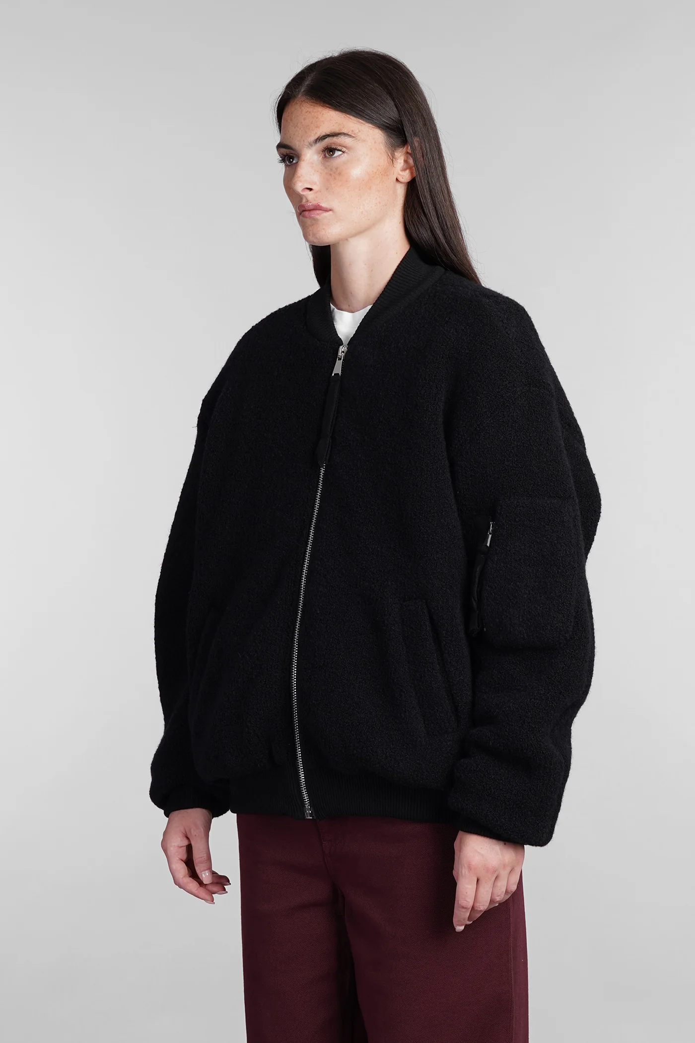 Bomber Jacket in black wool - Image 3