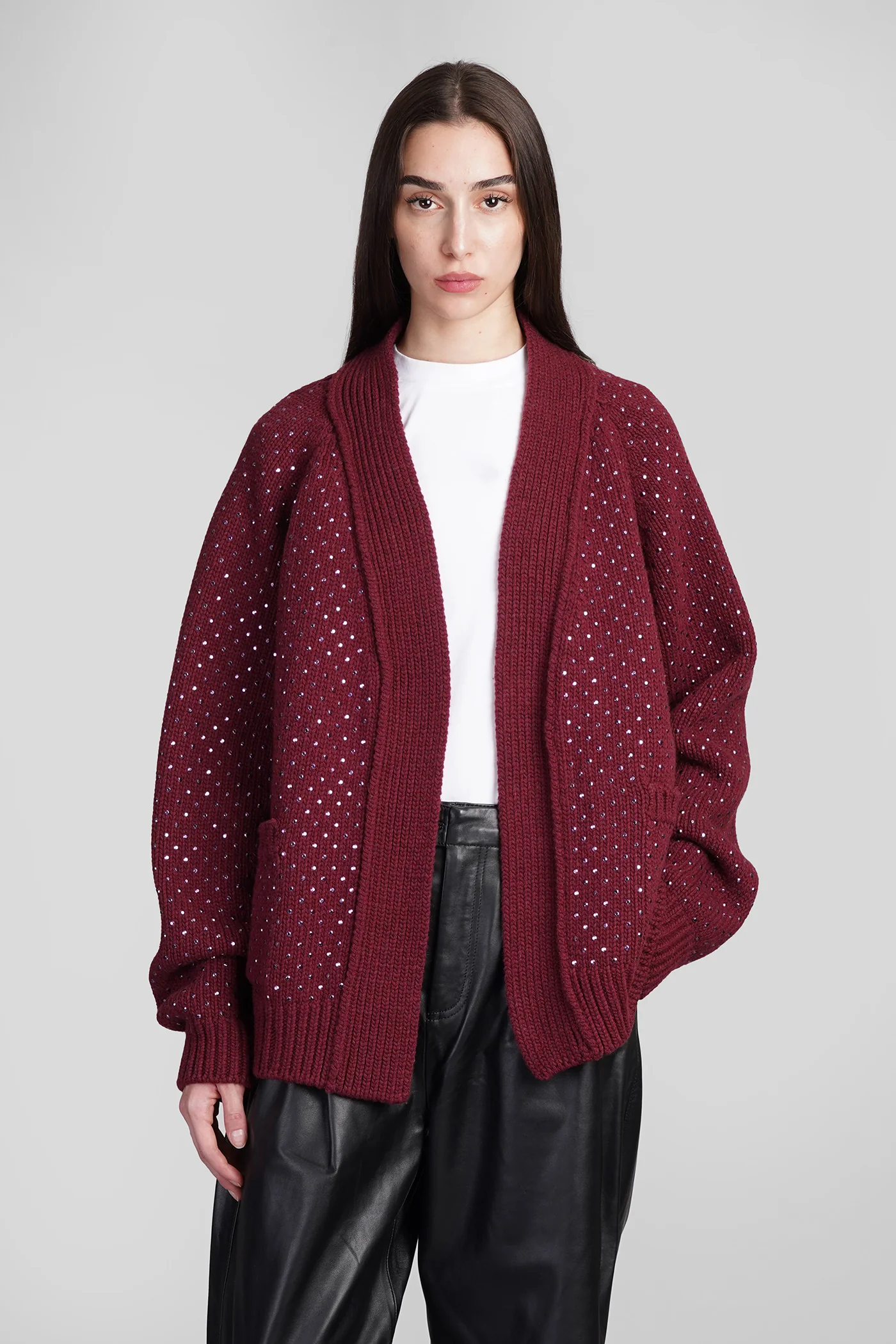 Cardigan in bordeaux wool