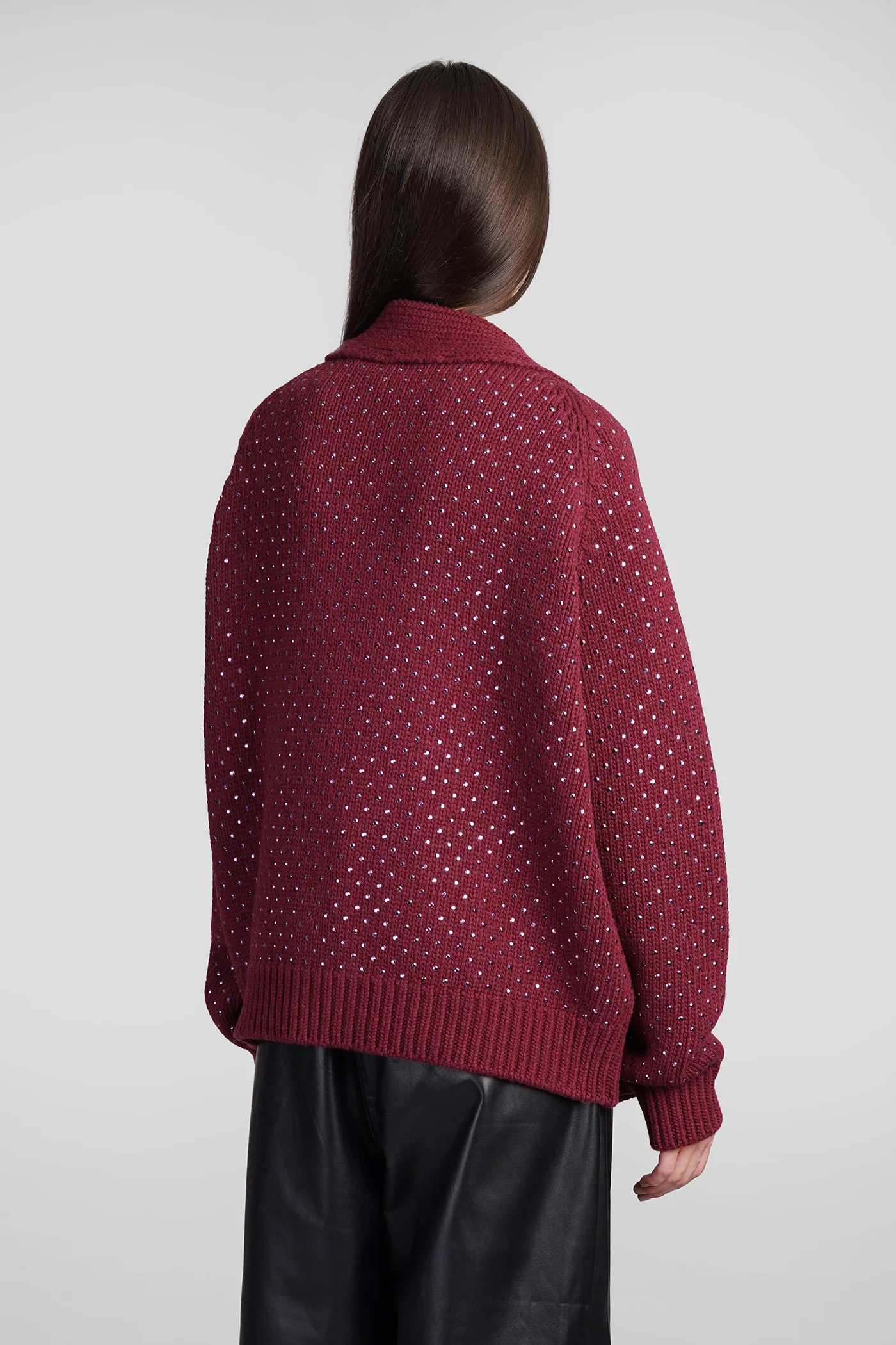 Cardigan in bordeaux wool - Image 3