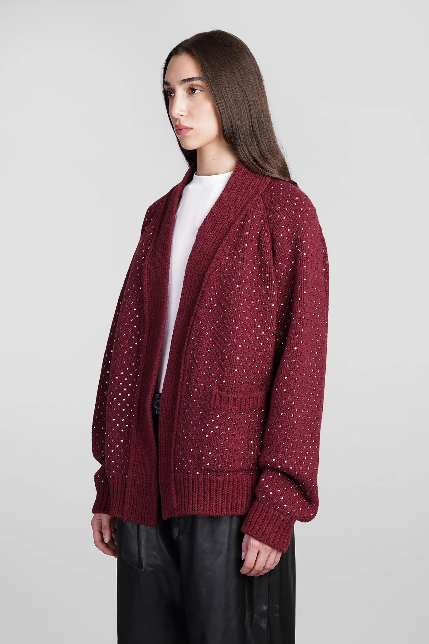 Cardigan in bordeaux wool - Image 4