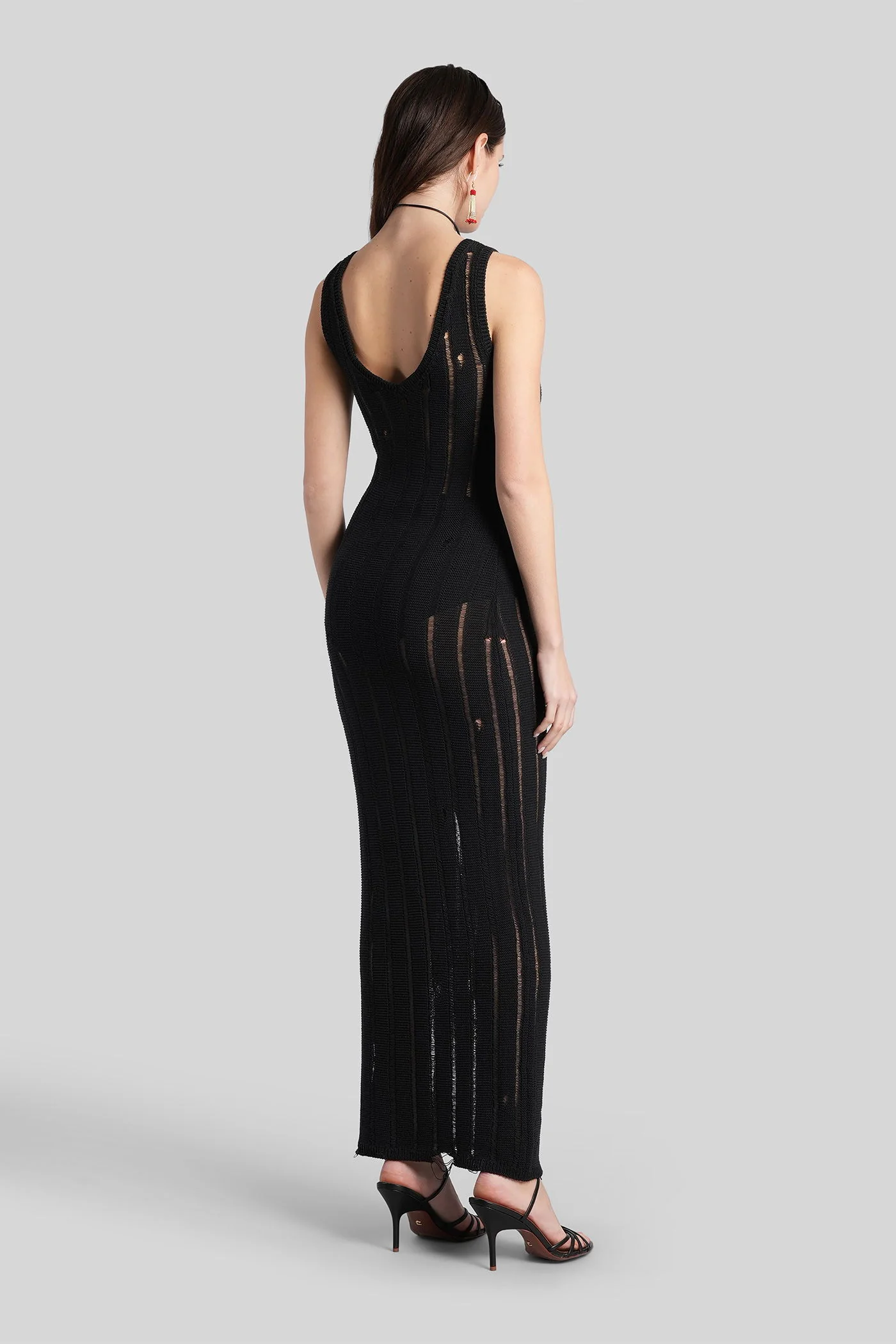 Long dress in black cotton - Image 3