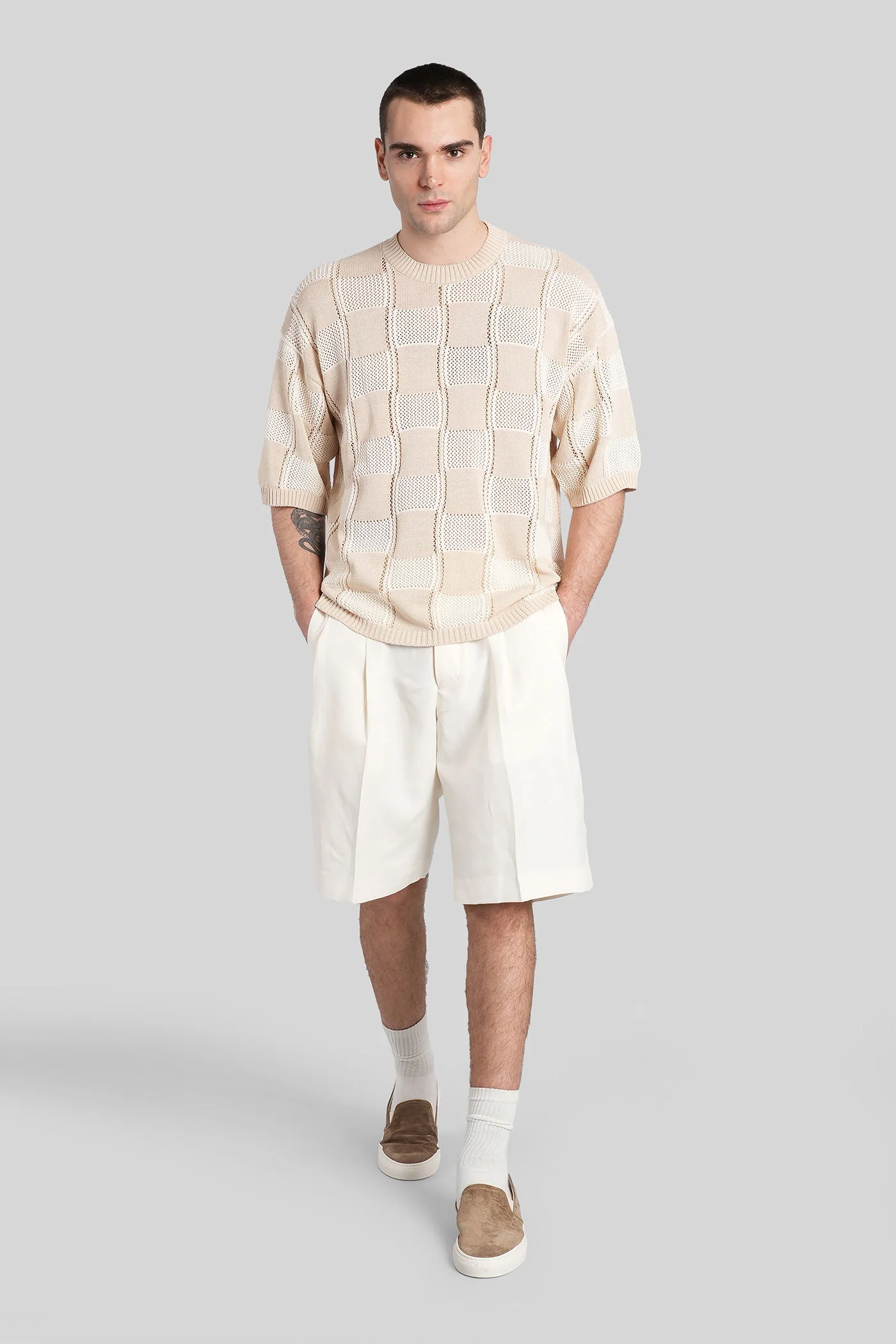 Shorts in beige viscose - Image 2