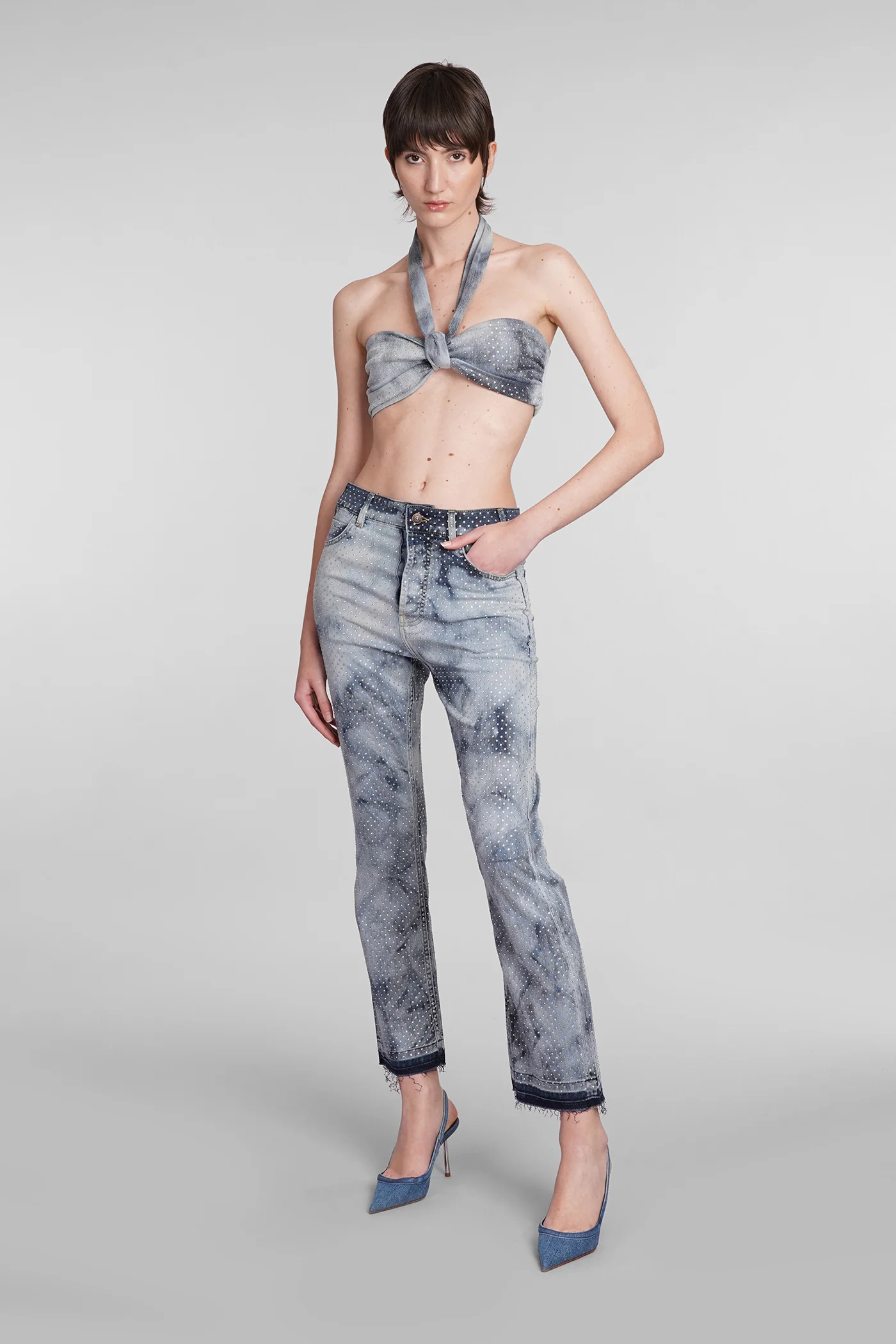 Topwear in blue wool and polyester - Image 2