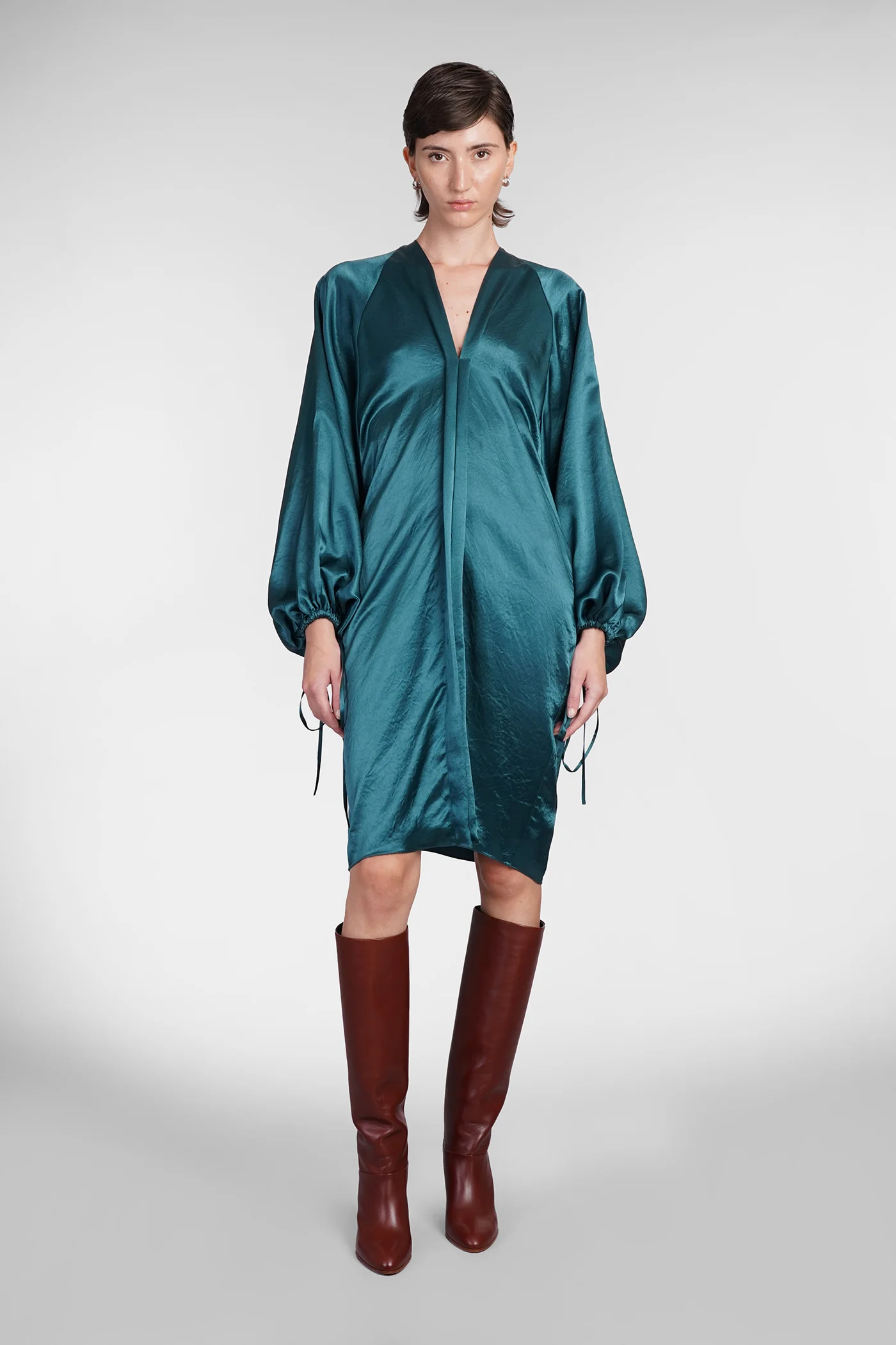 Dress woman  in green acetate