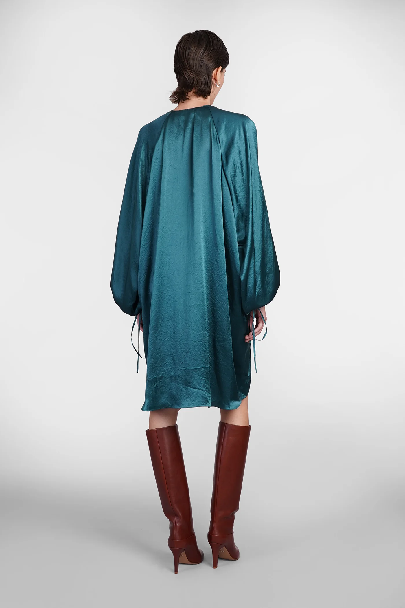 Dress woman  in green acetate - Image 3