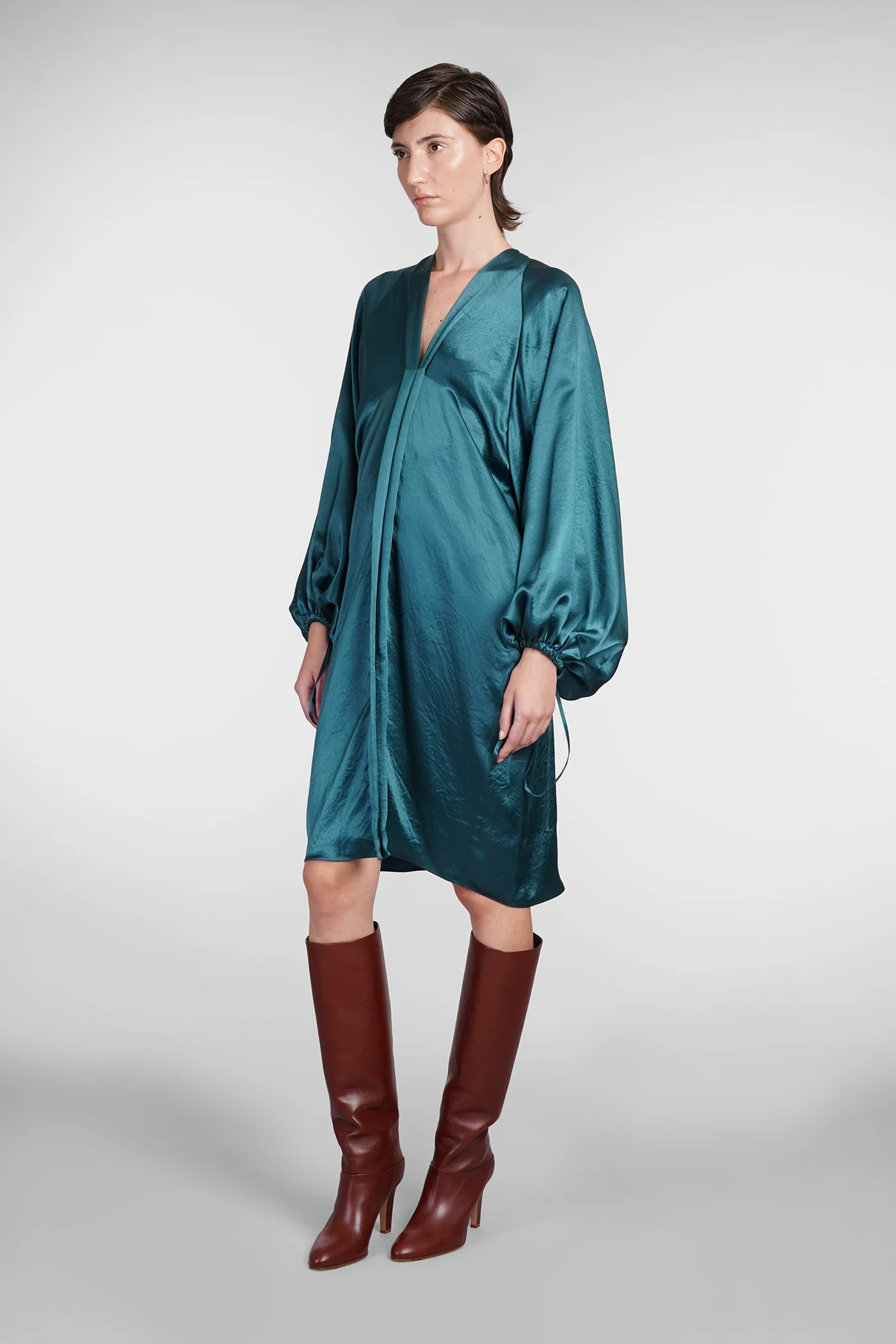 Dress woman  in green acetate - Image 4