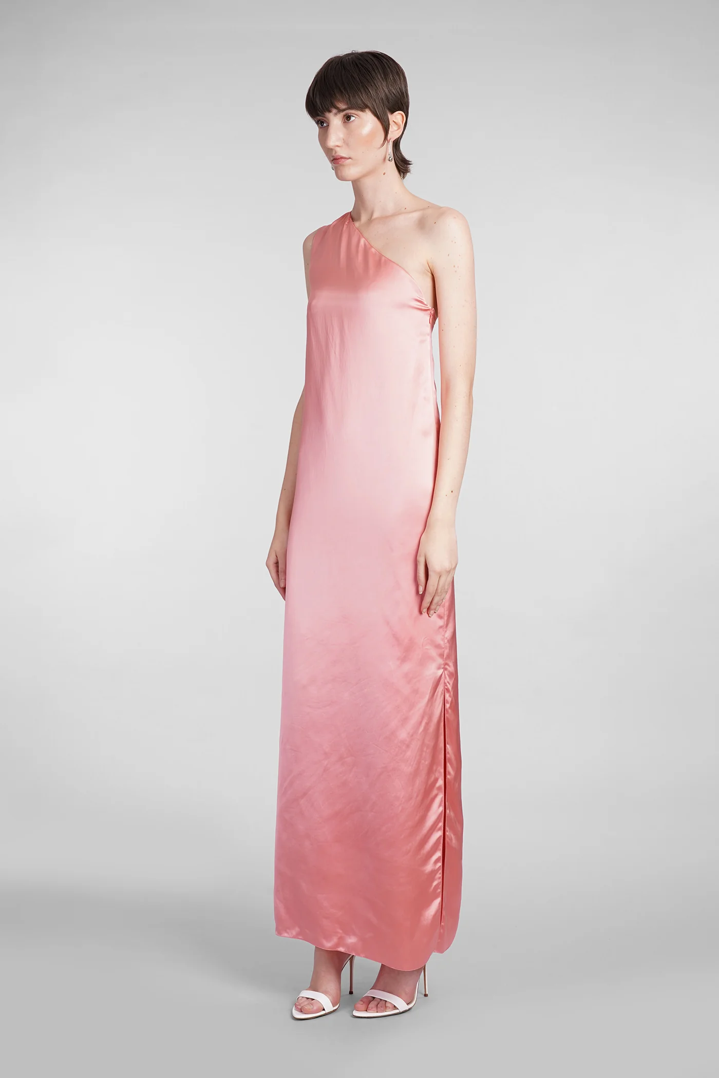 Dress woman  in rose-pink viscose - Image 4