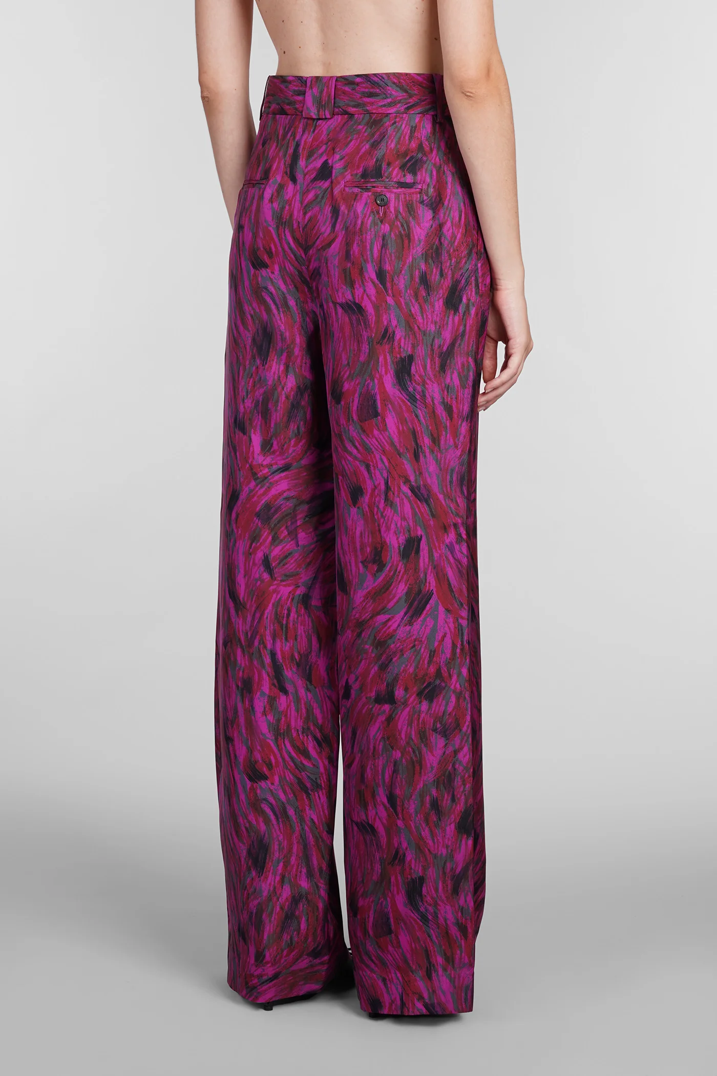 Pants in fuxia silk - Image 3