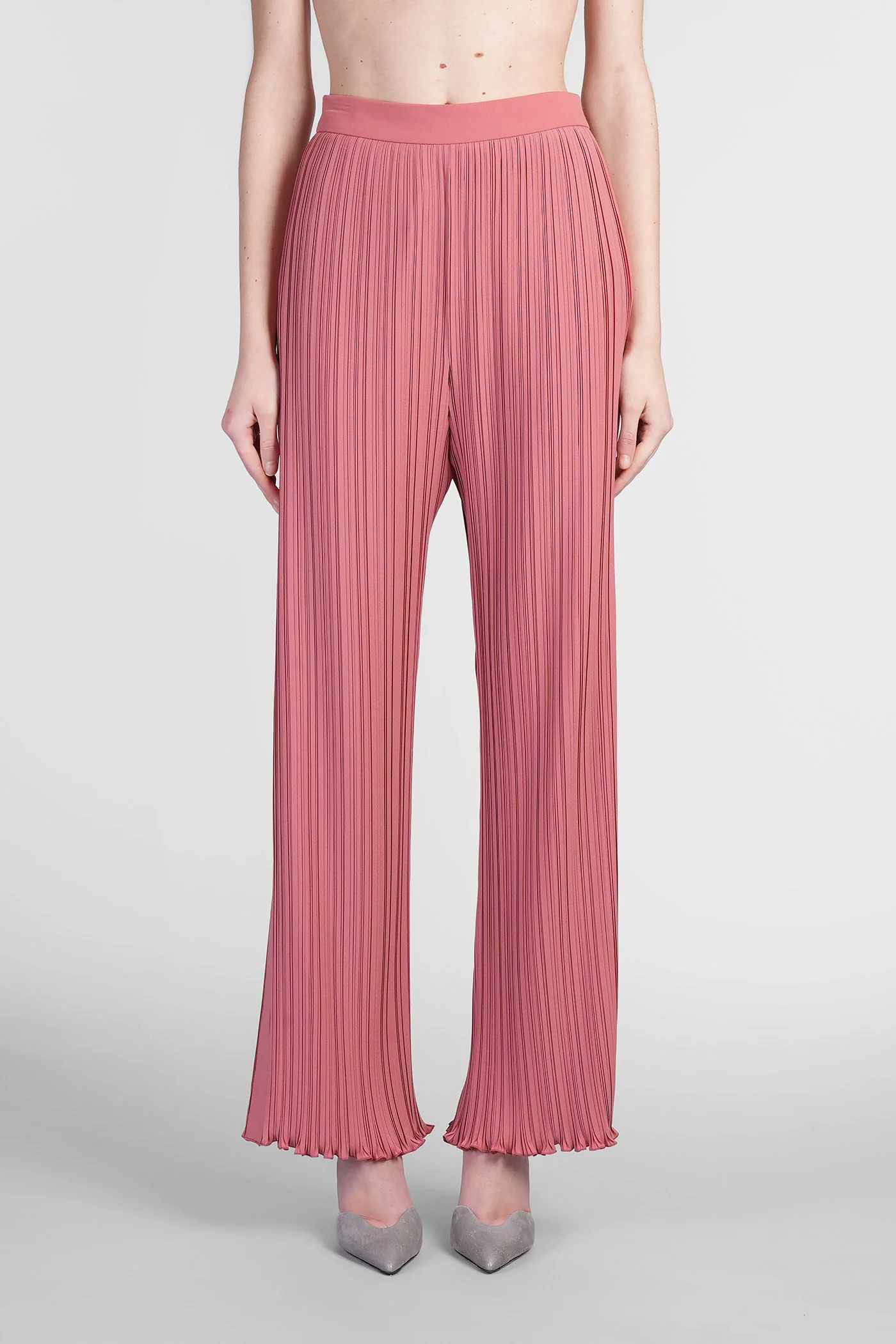 Pants in rose-pink polyester