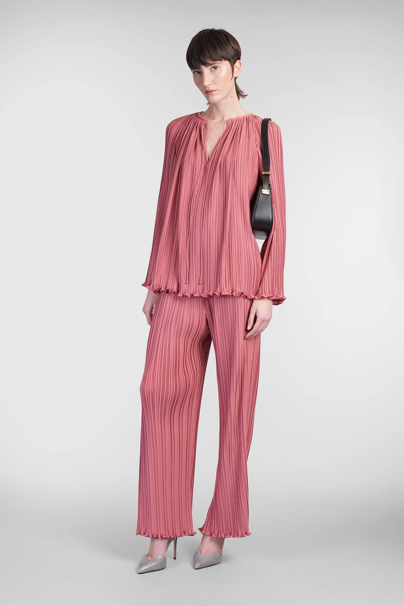Pants in rose-pink polyester - Image 2