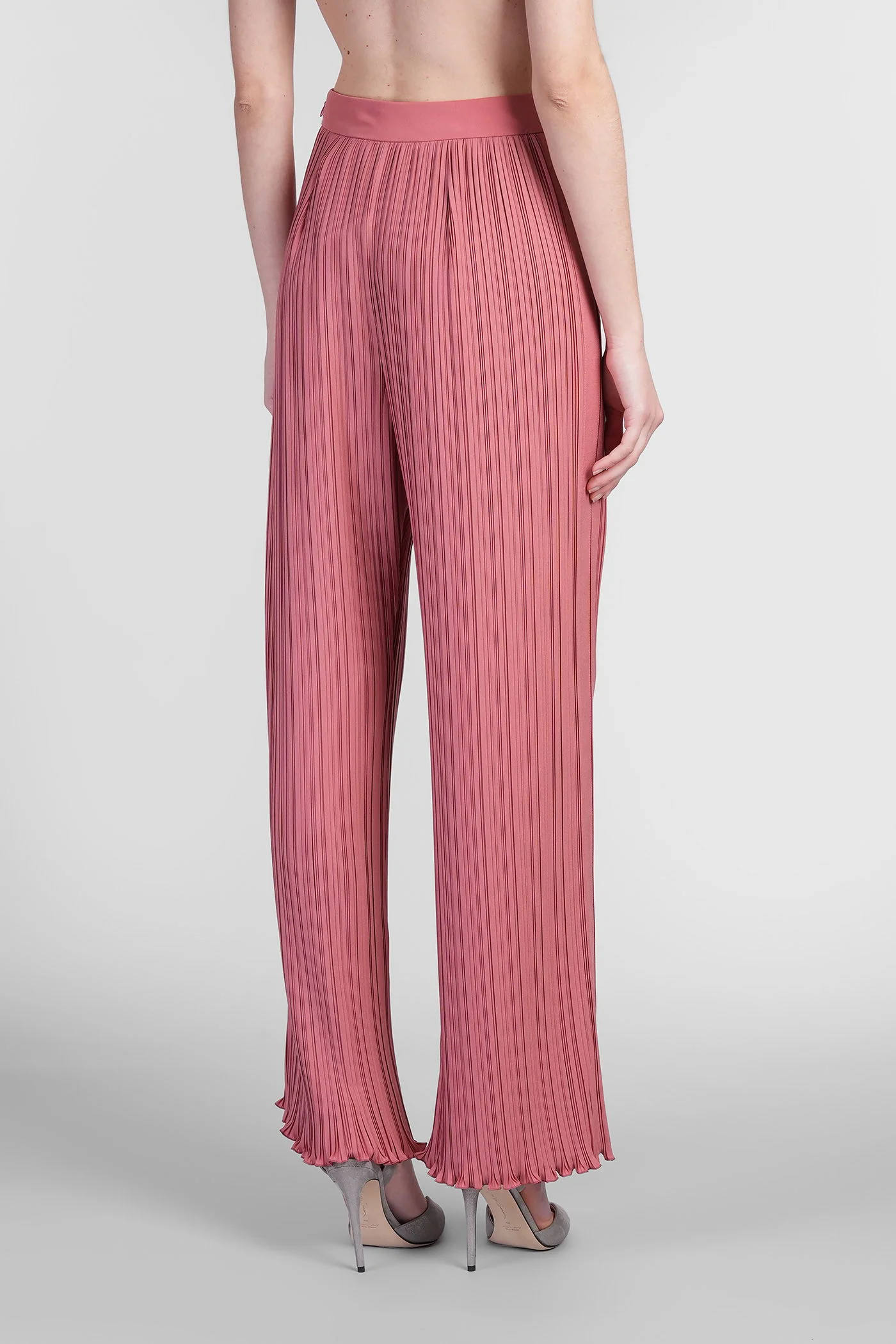 Pants in rose-pink polyester - Image 3