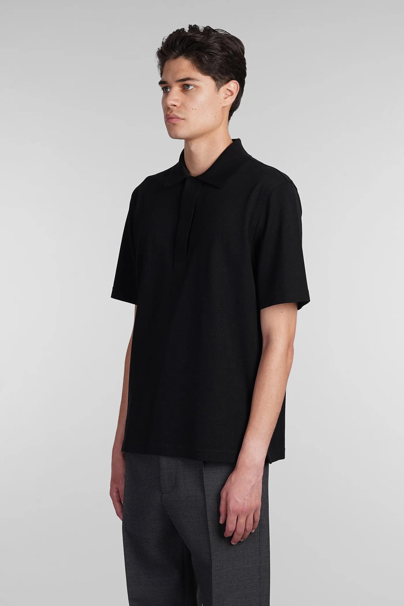Polo in black cotton - Image 4