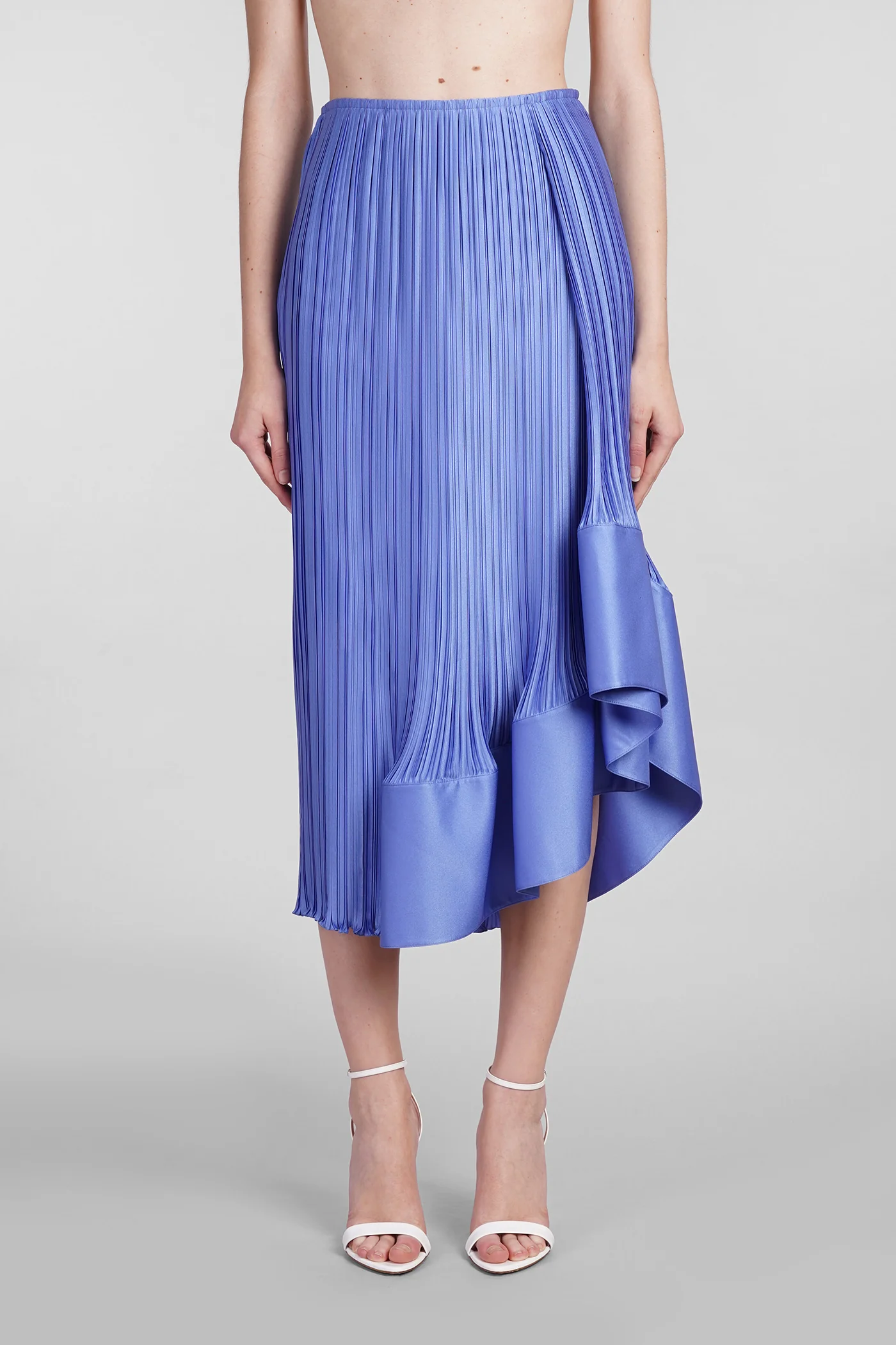 Skirt in blue polyester