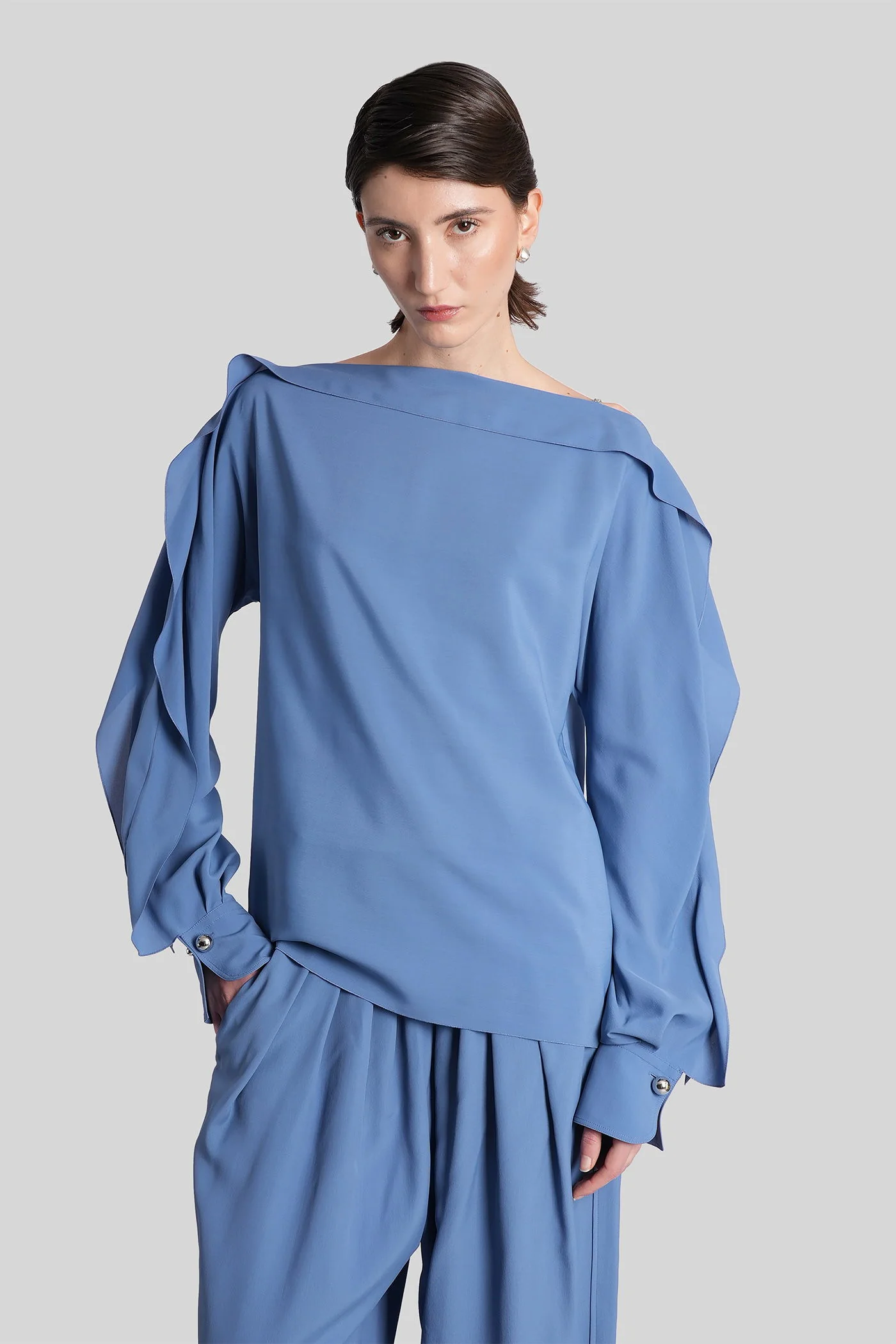 Topwear in blue viscose