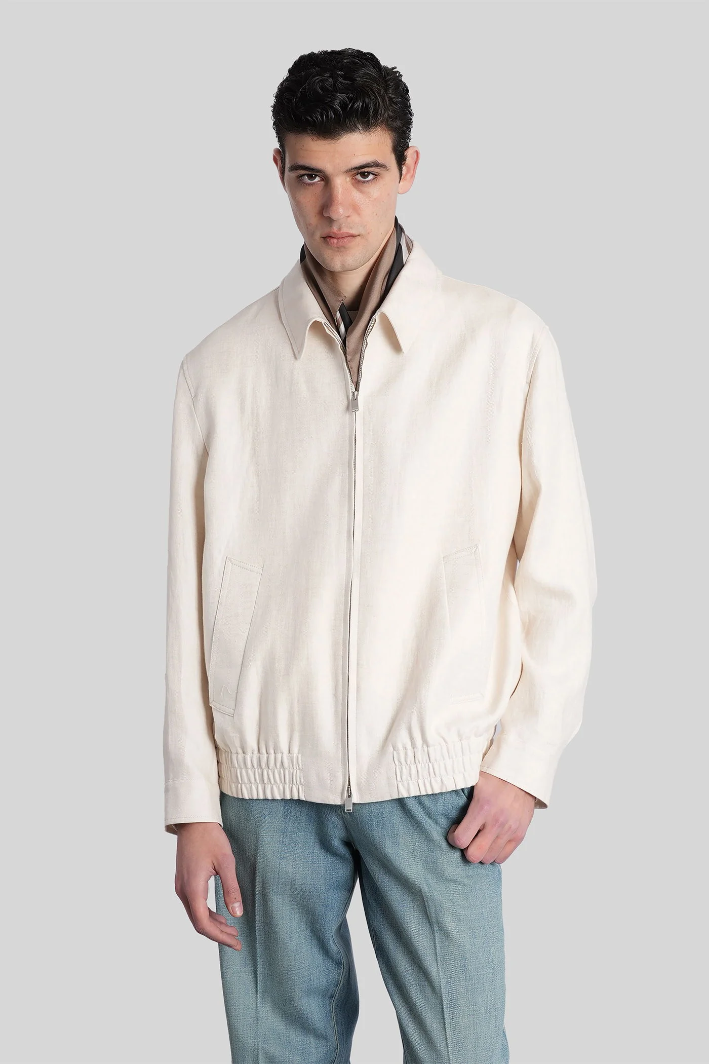 Casual jacket in beige wool