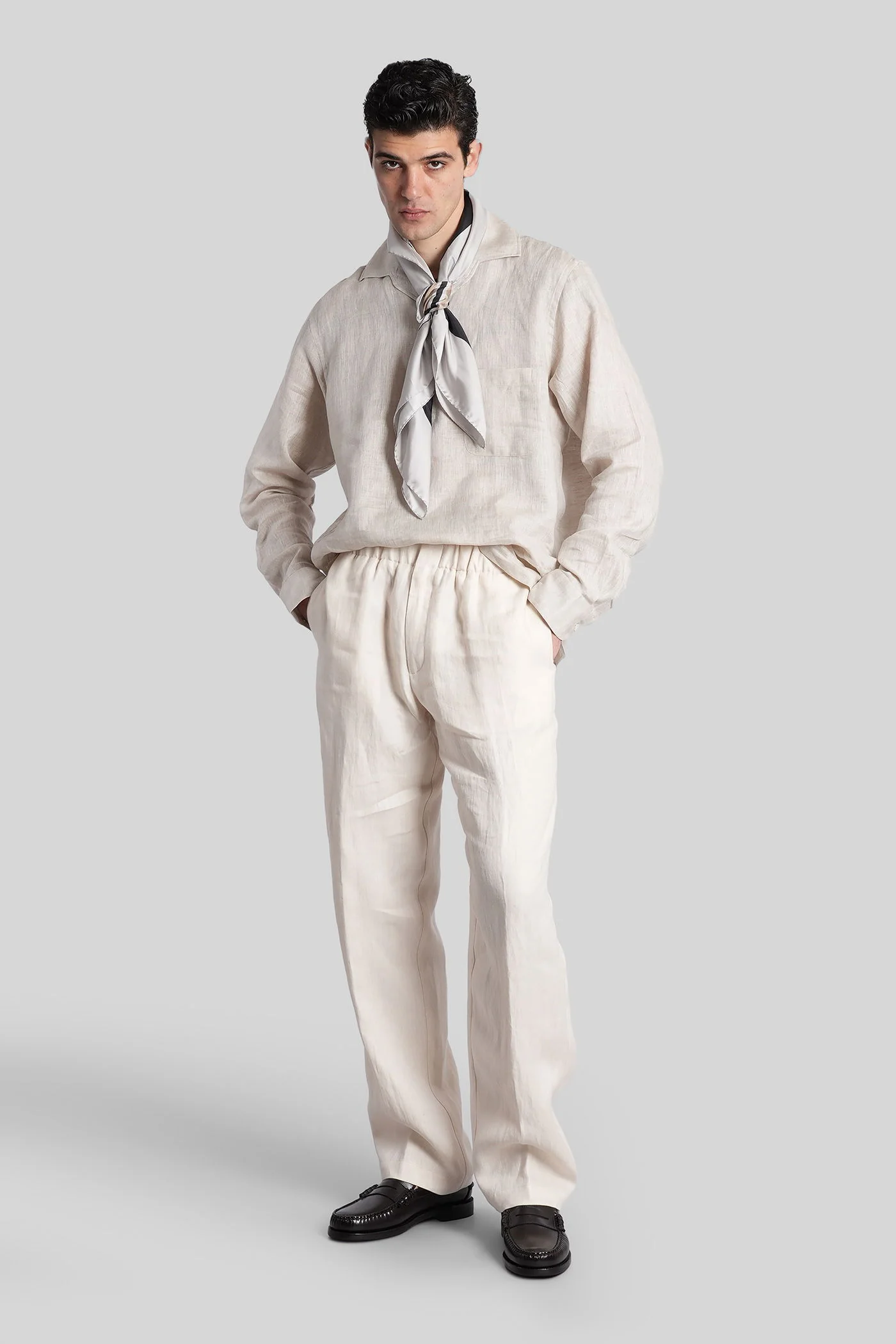 Pants in beige linen - Image 2