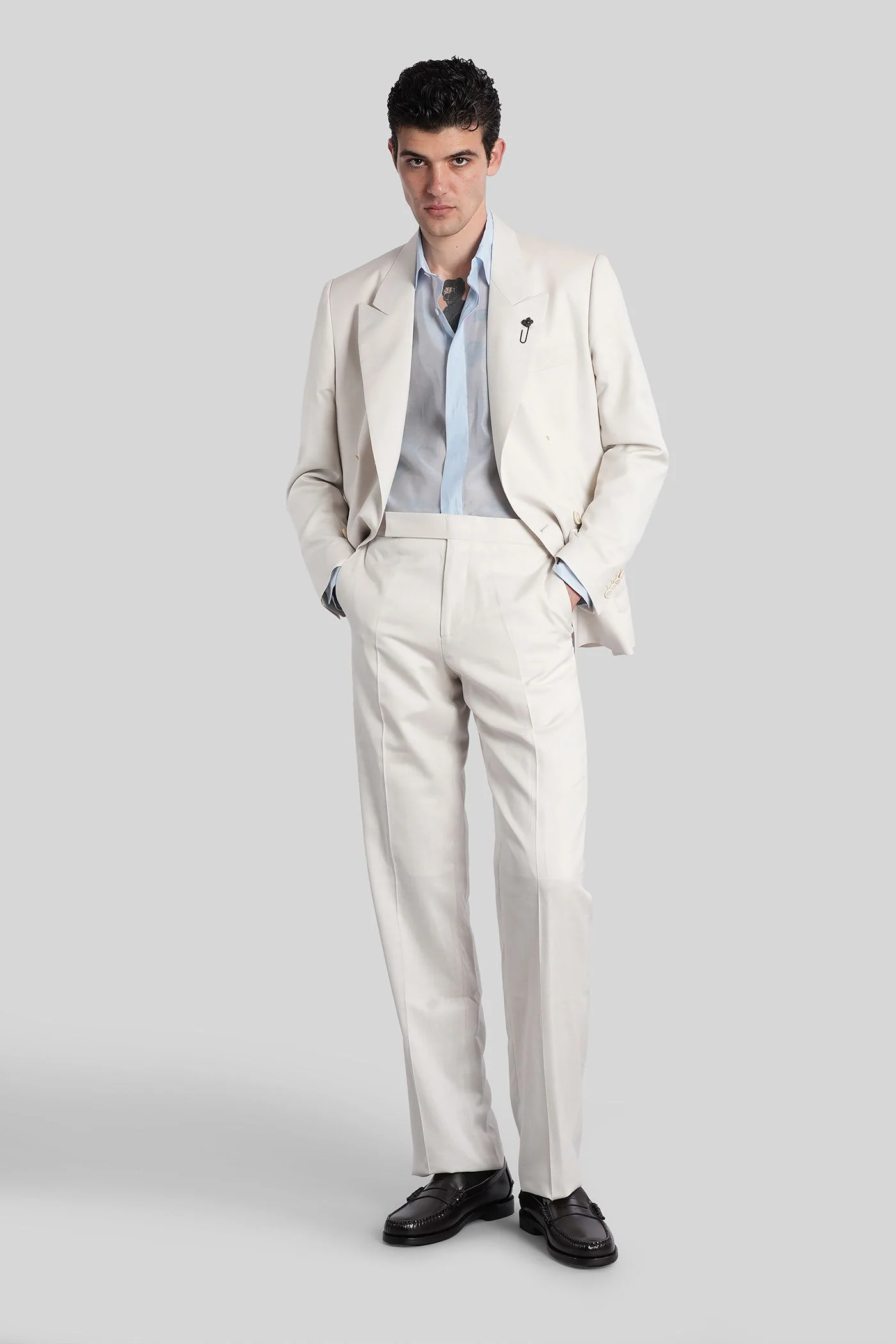 Pants in beige wool - Image 2
