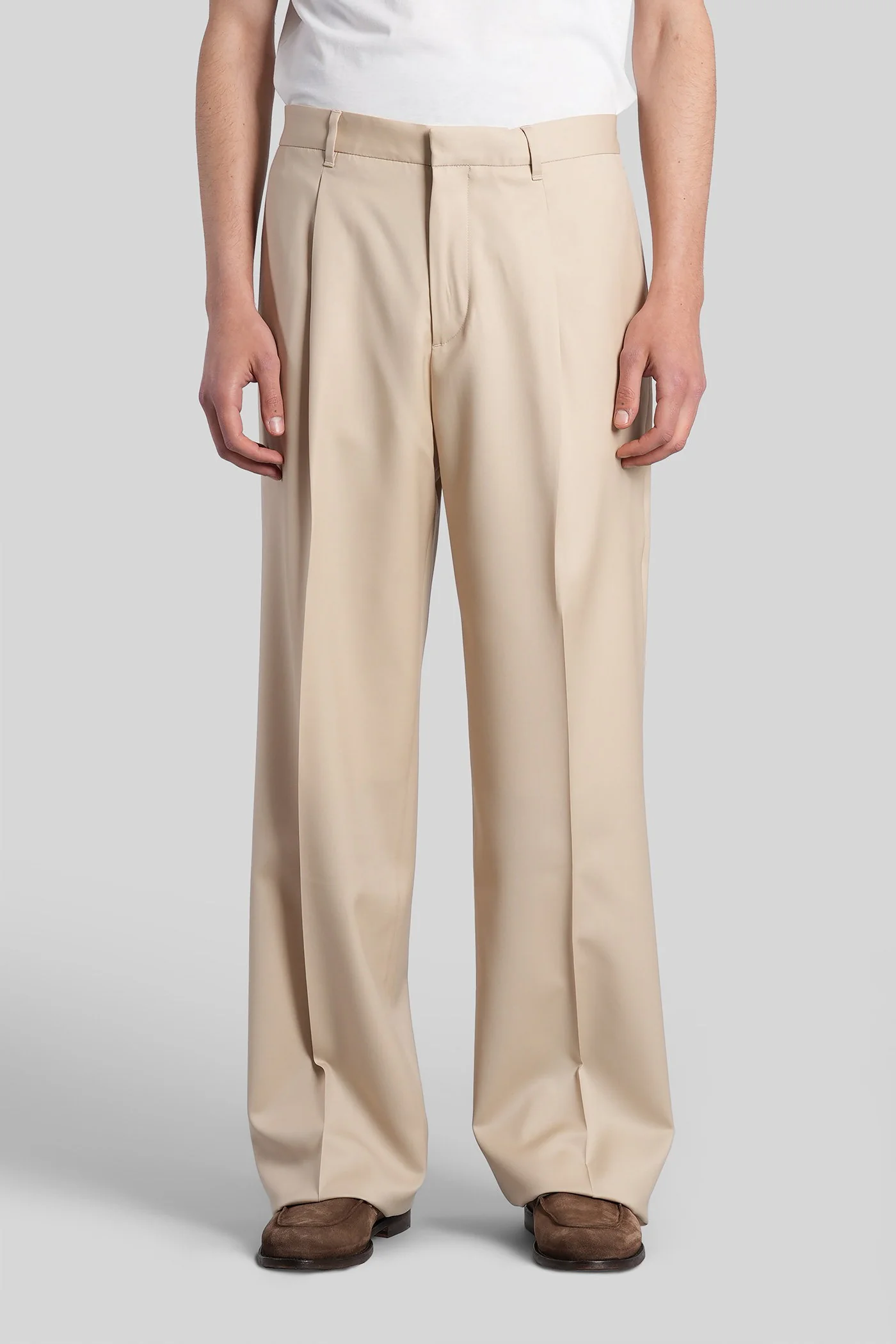 Pants in beige wool