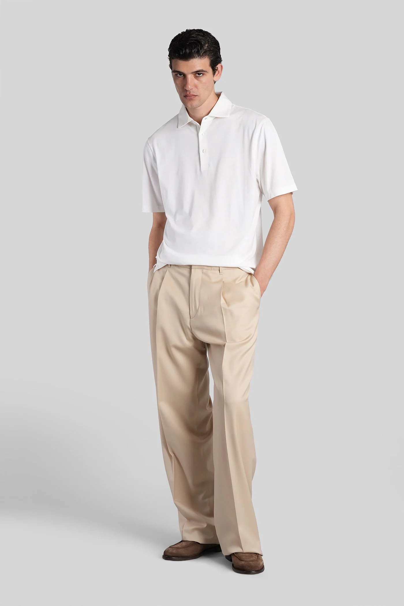 Pants in beige wool - Image 2