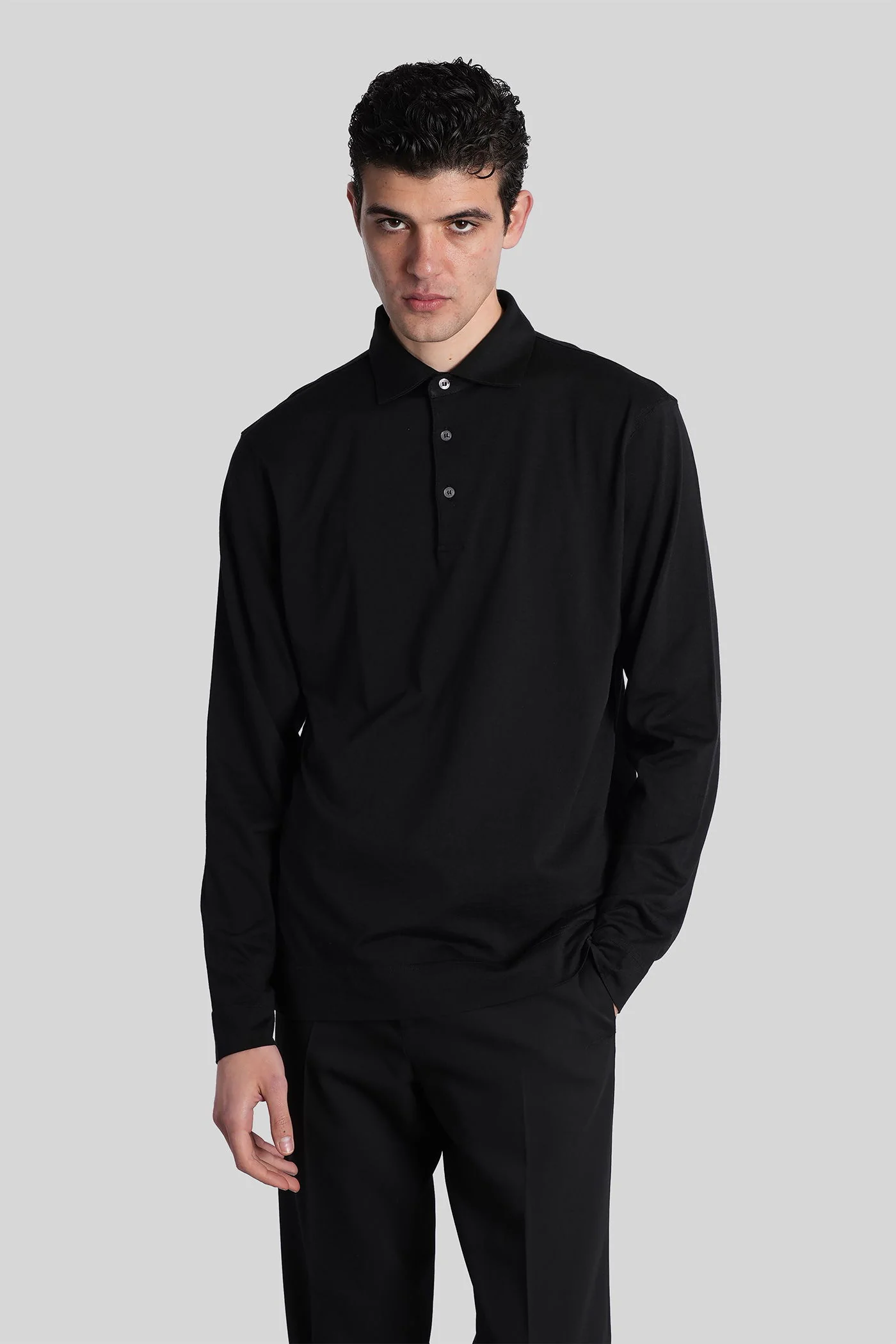 Polo in black cotton