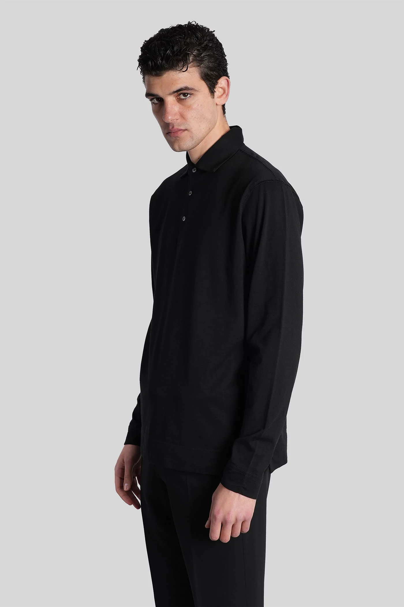 Polo in black cotton - Image 4