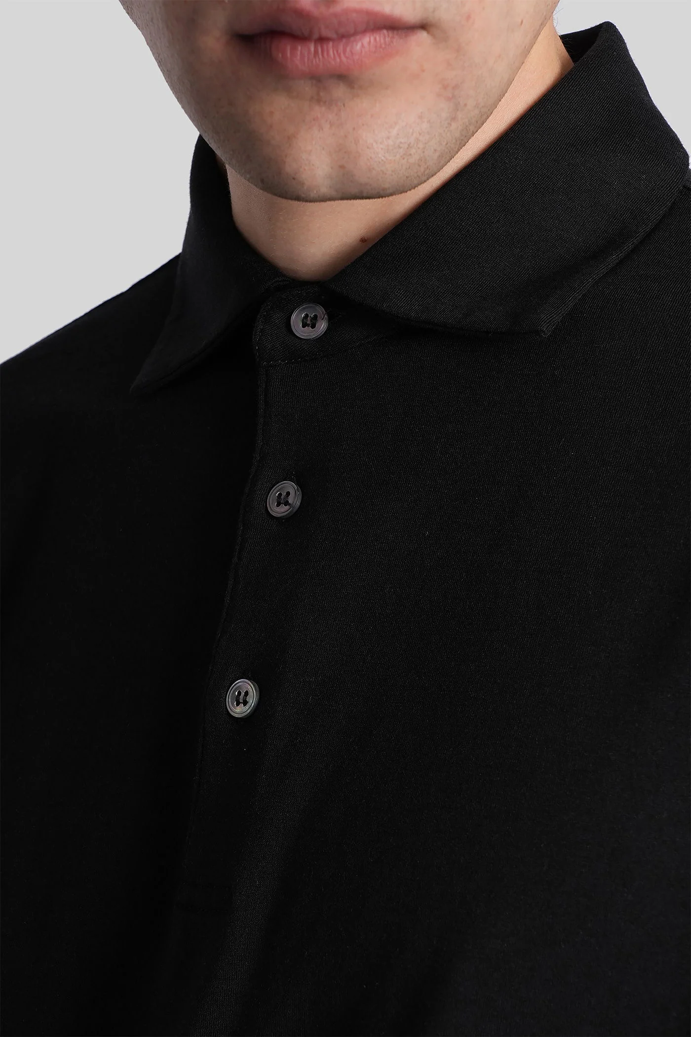 Polo in black cotton - Image 5