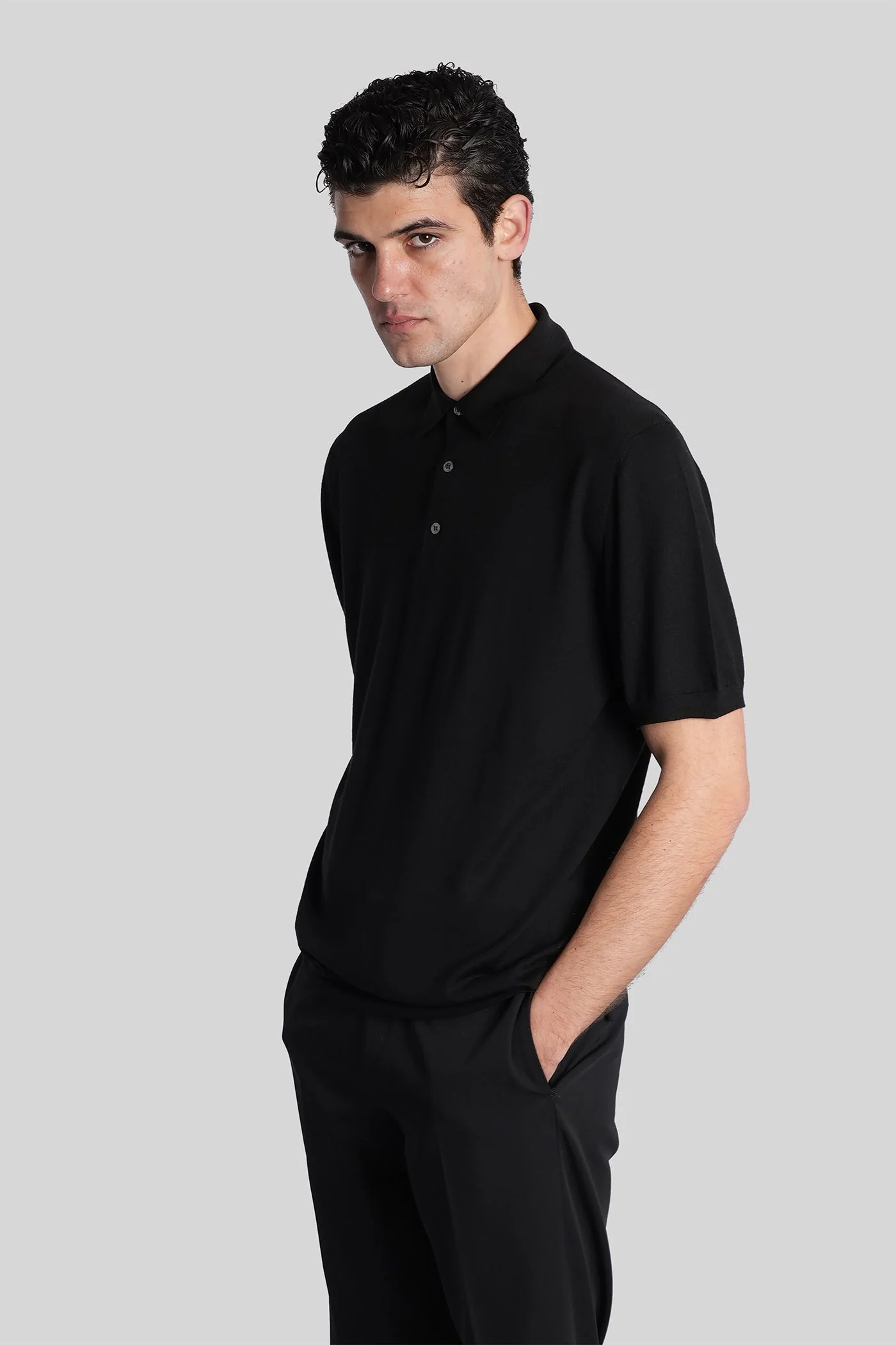 Polo in black wool - Image 4