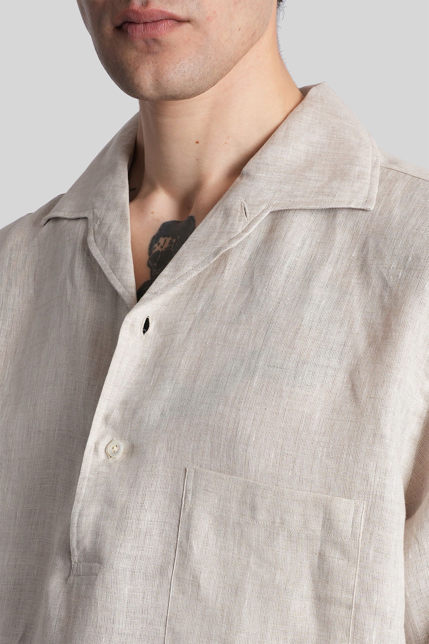 Shirt in beige linen - Image 5
