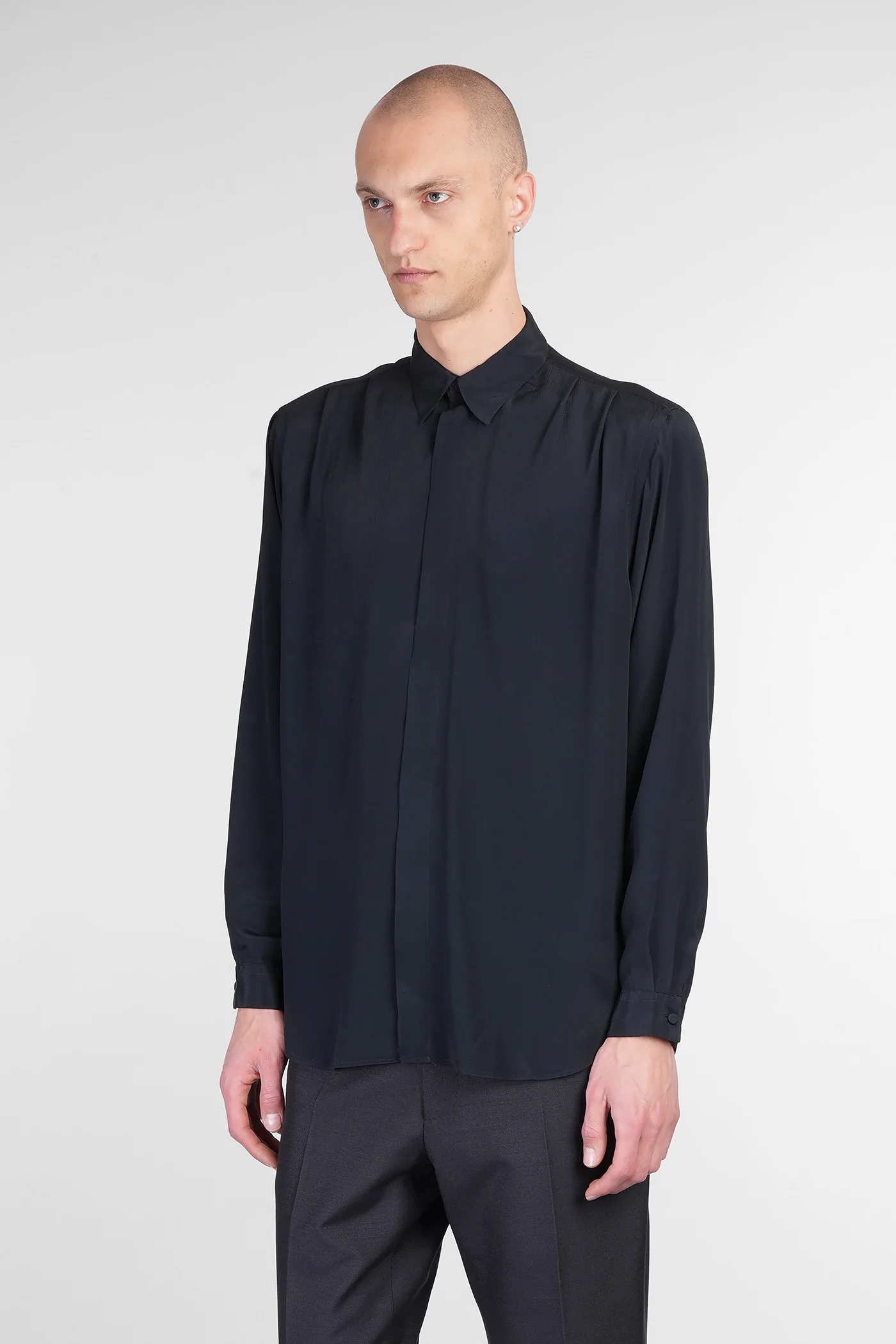 Shirt in black silk - Image 4