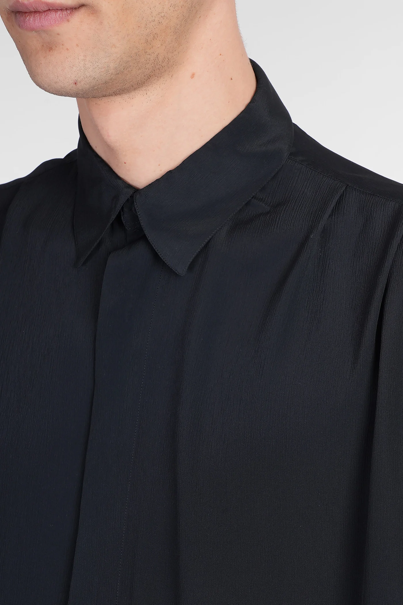 Shirt in black silk - Image 5