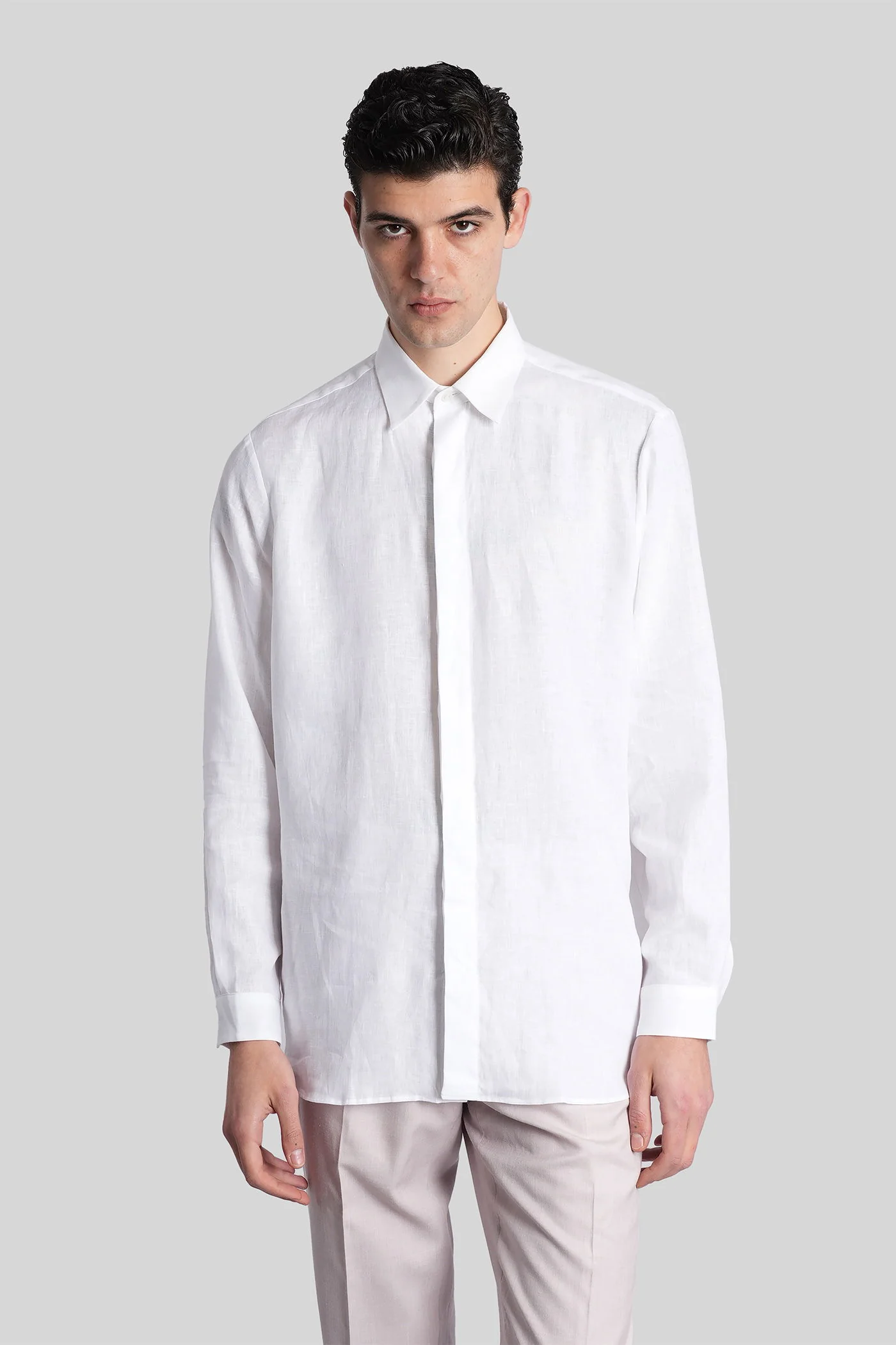 Shirt in white linen - Image 11