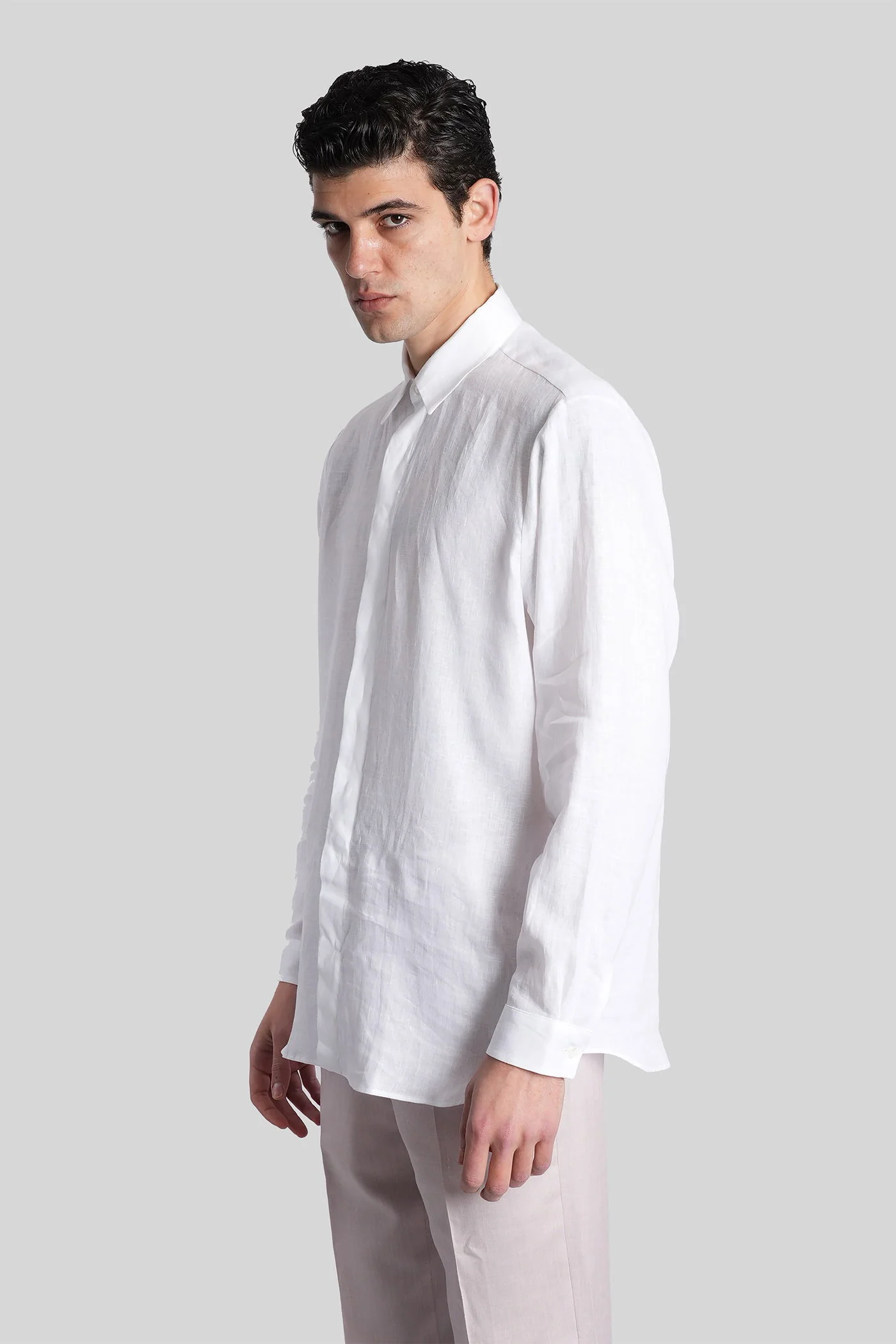 Shirt in white linen - Image 9
