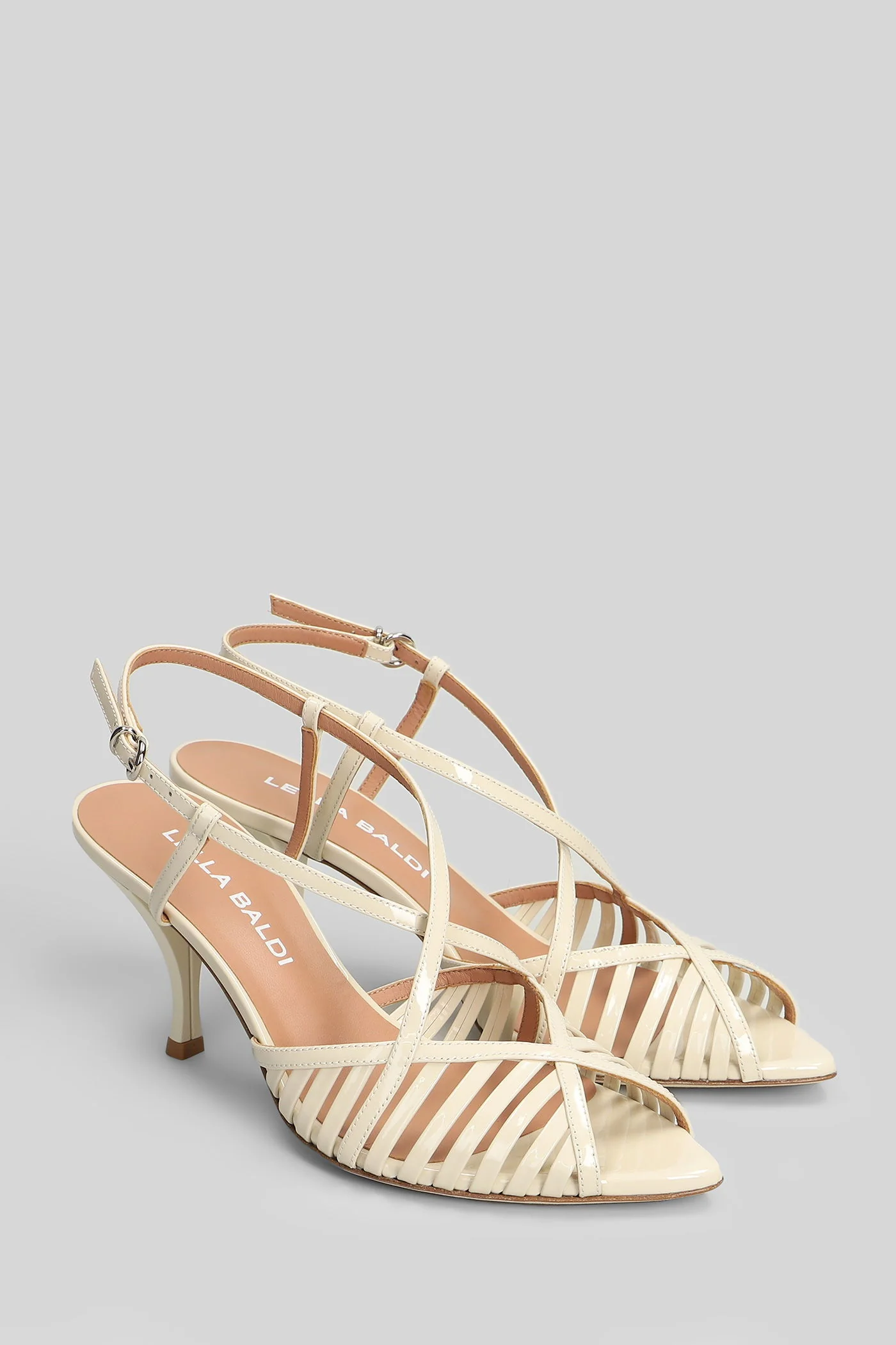 Sandals in beige patent leather - Image 2