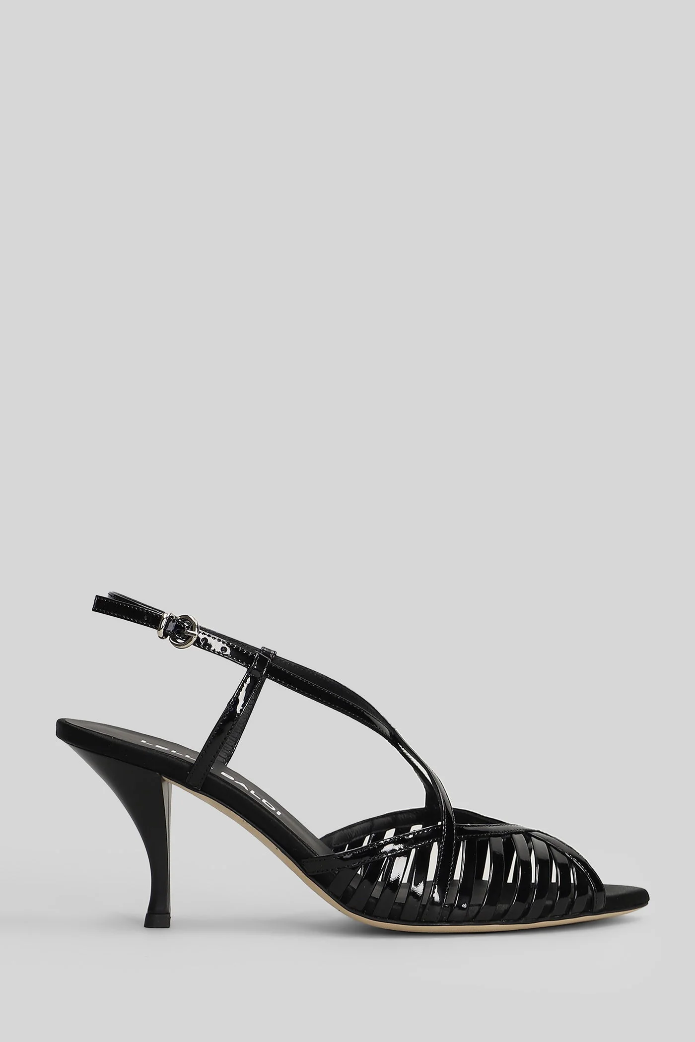 Sandals in black patent leather