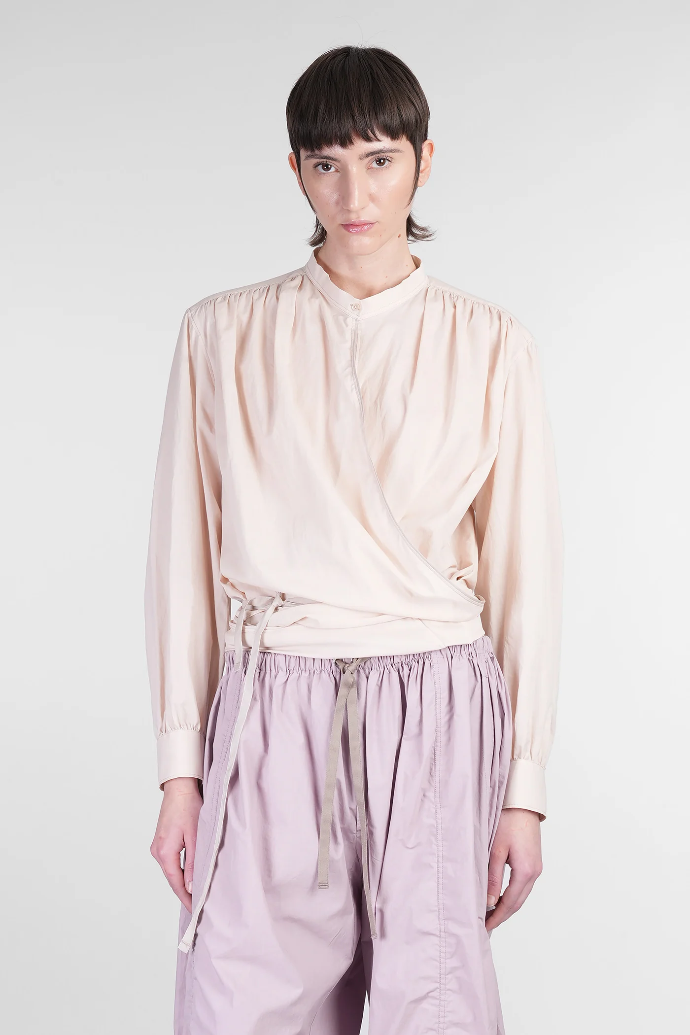 Blouse in rose-pink cotton