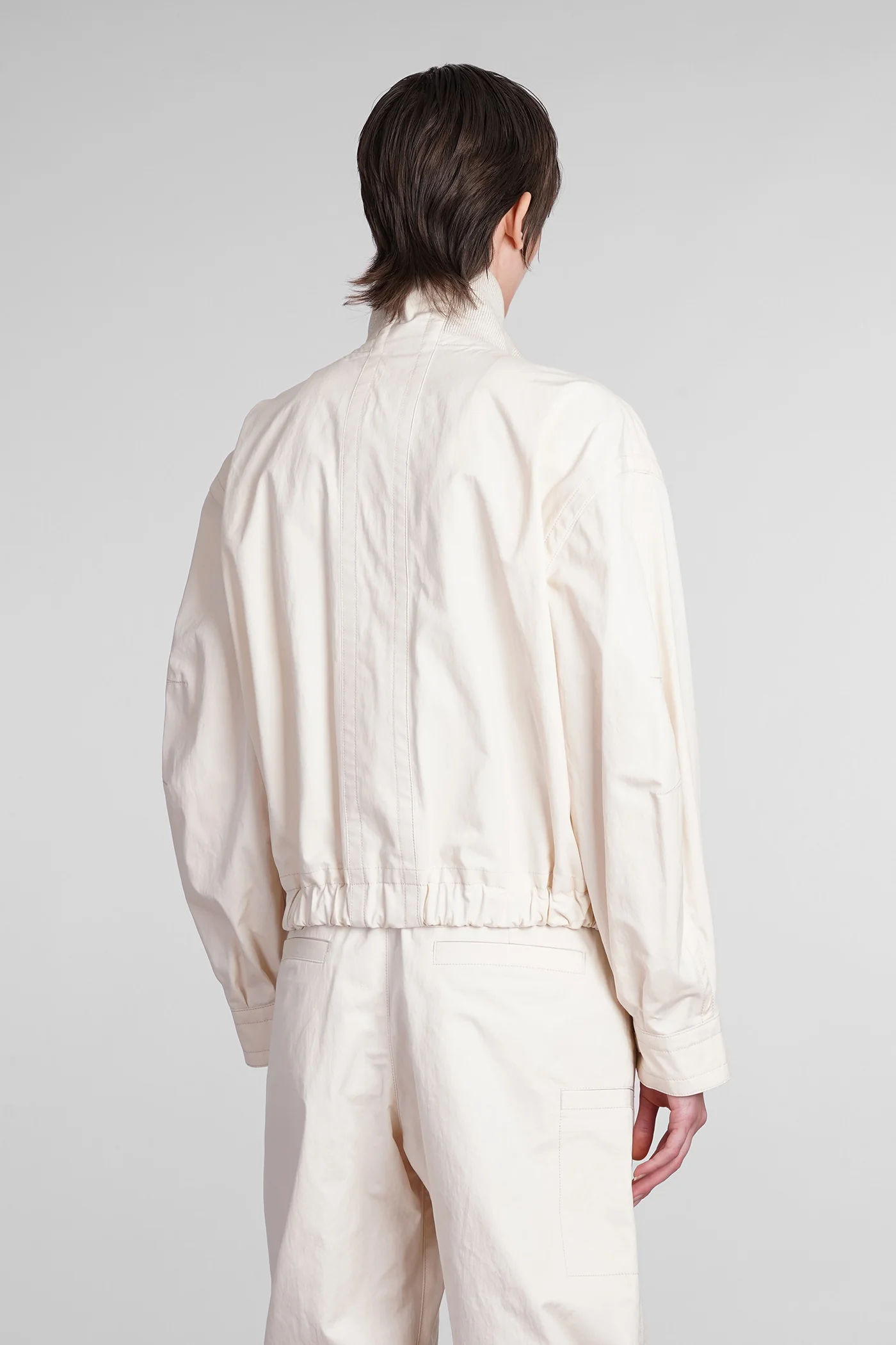 Bomber Jacket in beige cotton - Image 3