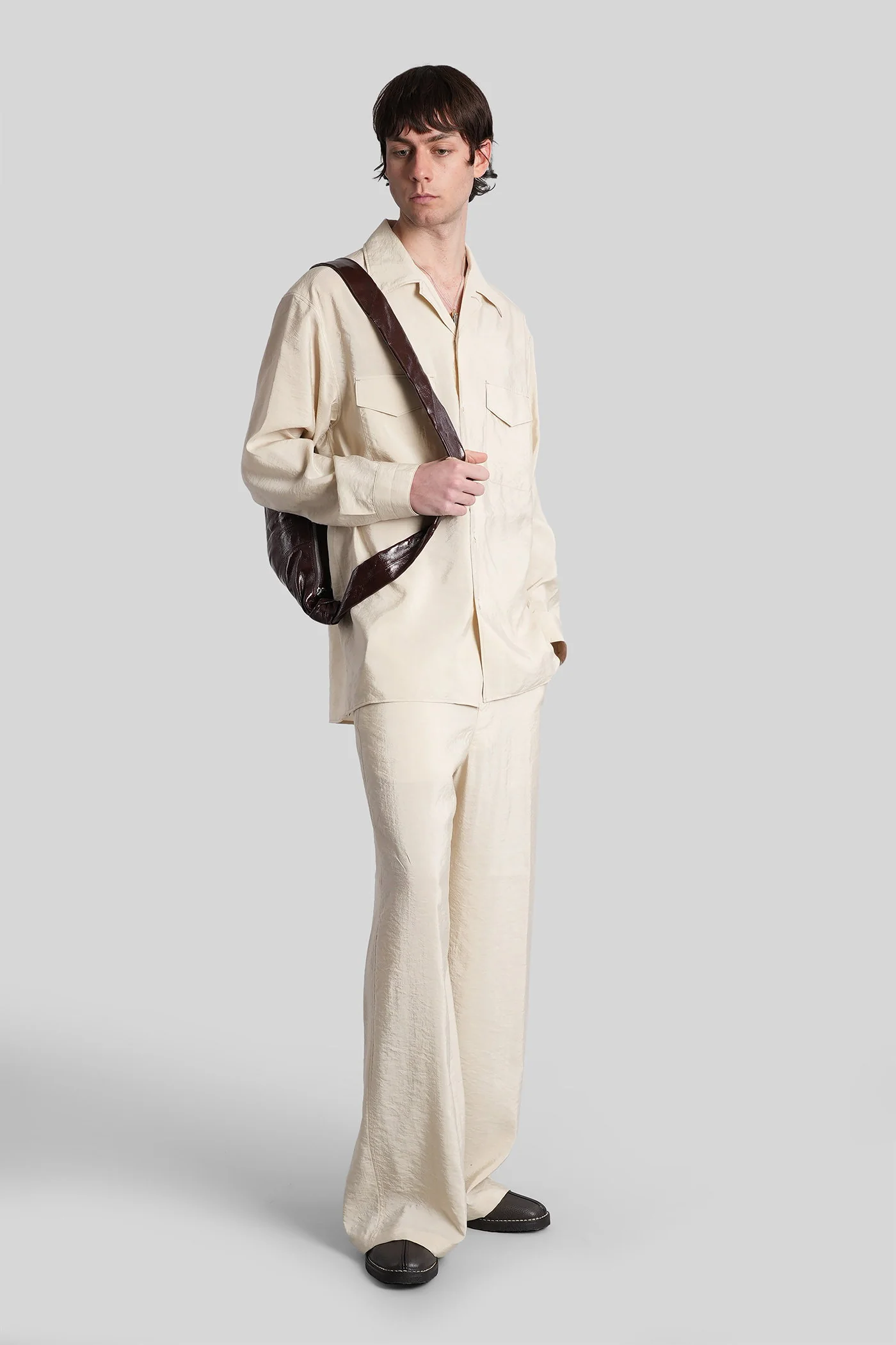 Shirt in beige silk - Image 2