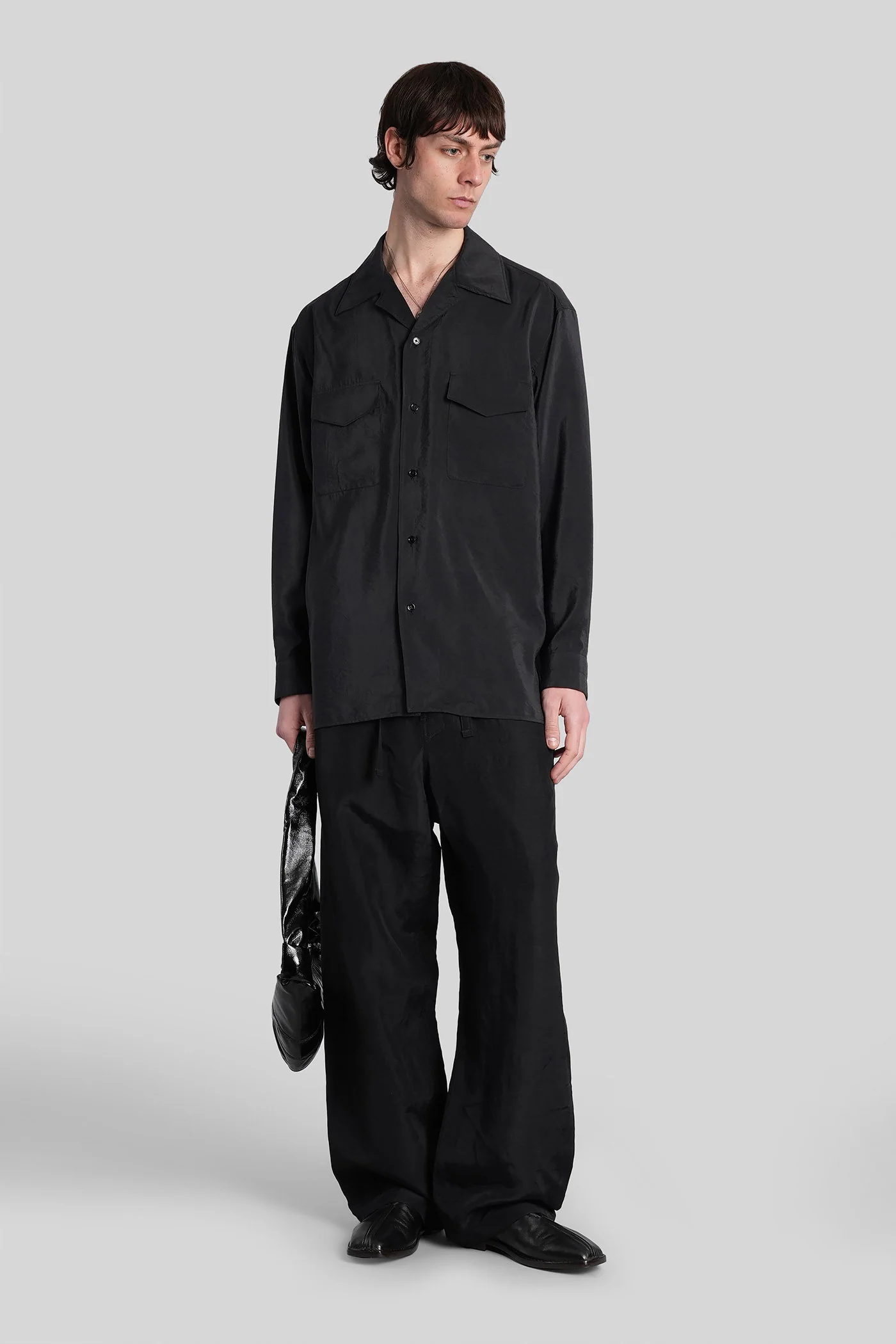 Shirt in black silk - Image 2