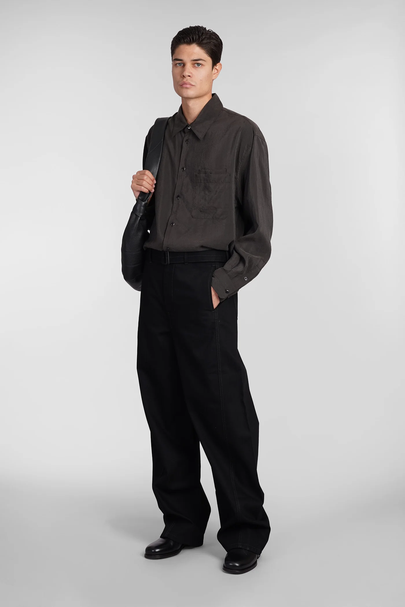 Shirt in brown silk - Image 2