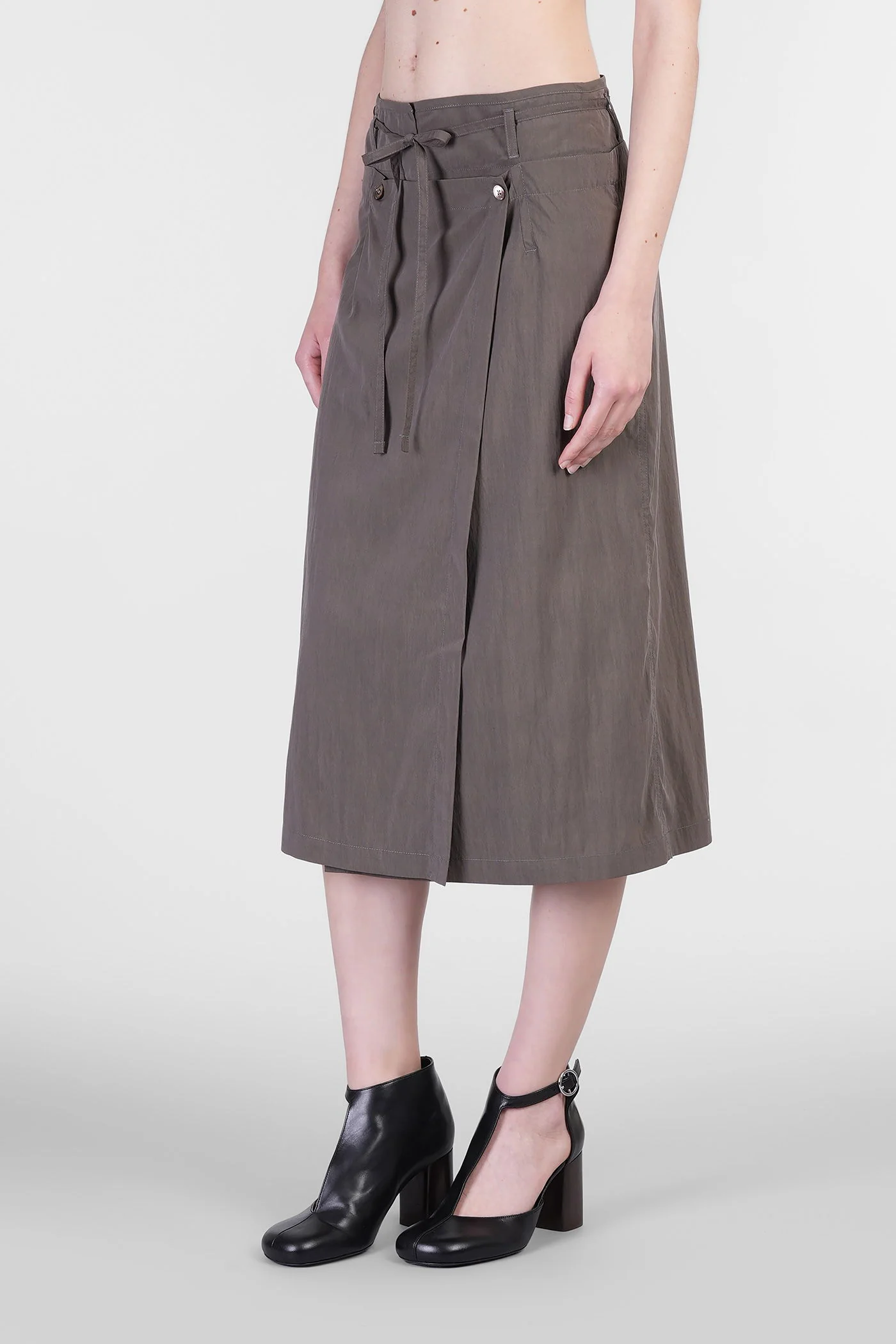 Skirt in brown wool and polyester - Image 4