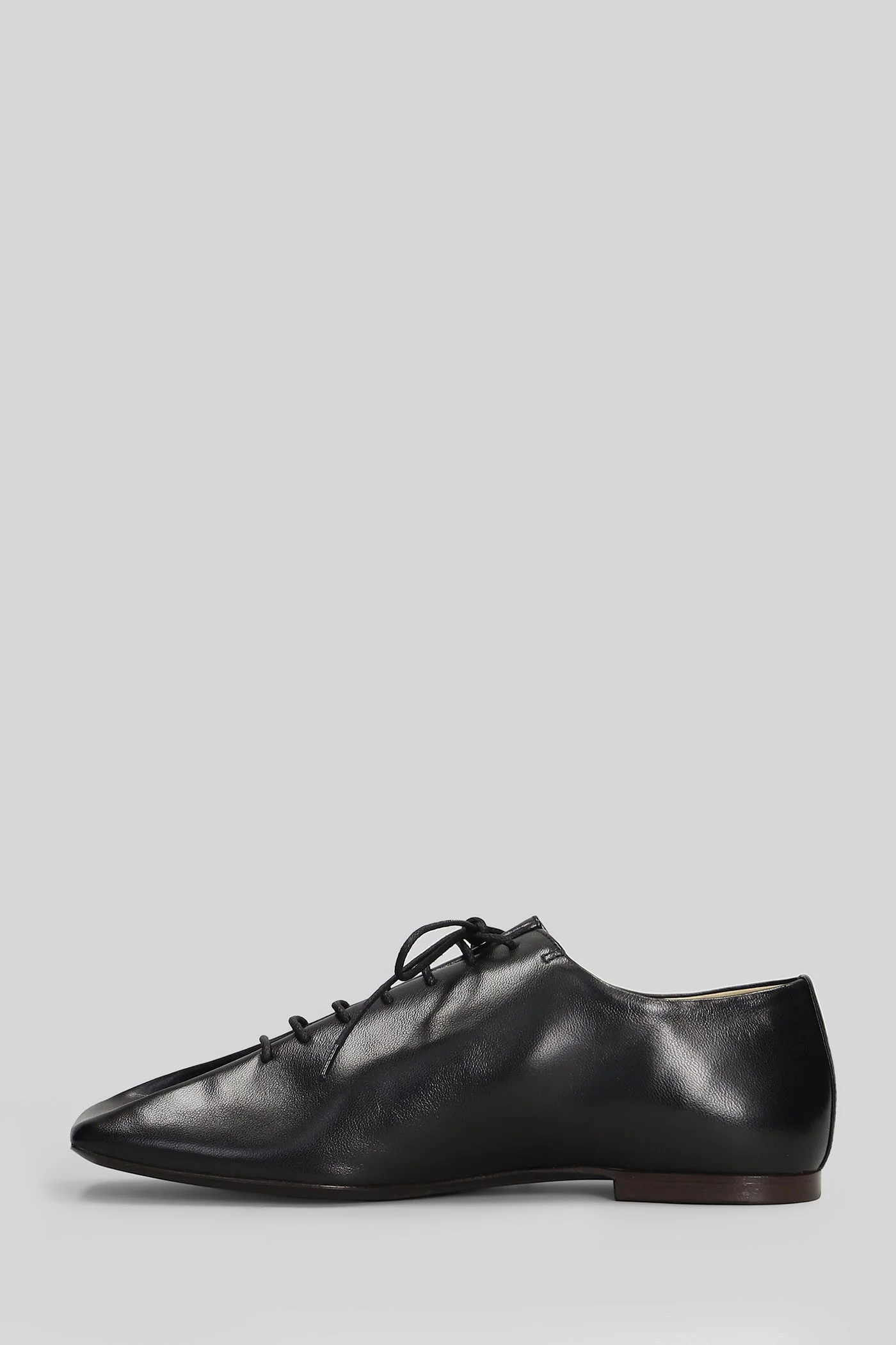 Souris flat Lace up shoes in black leather - Image 3