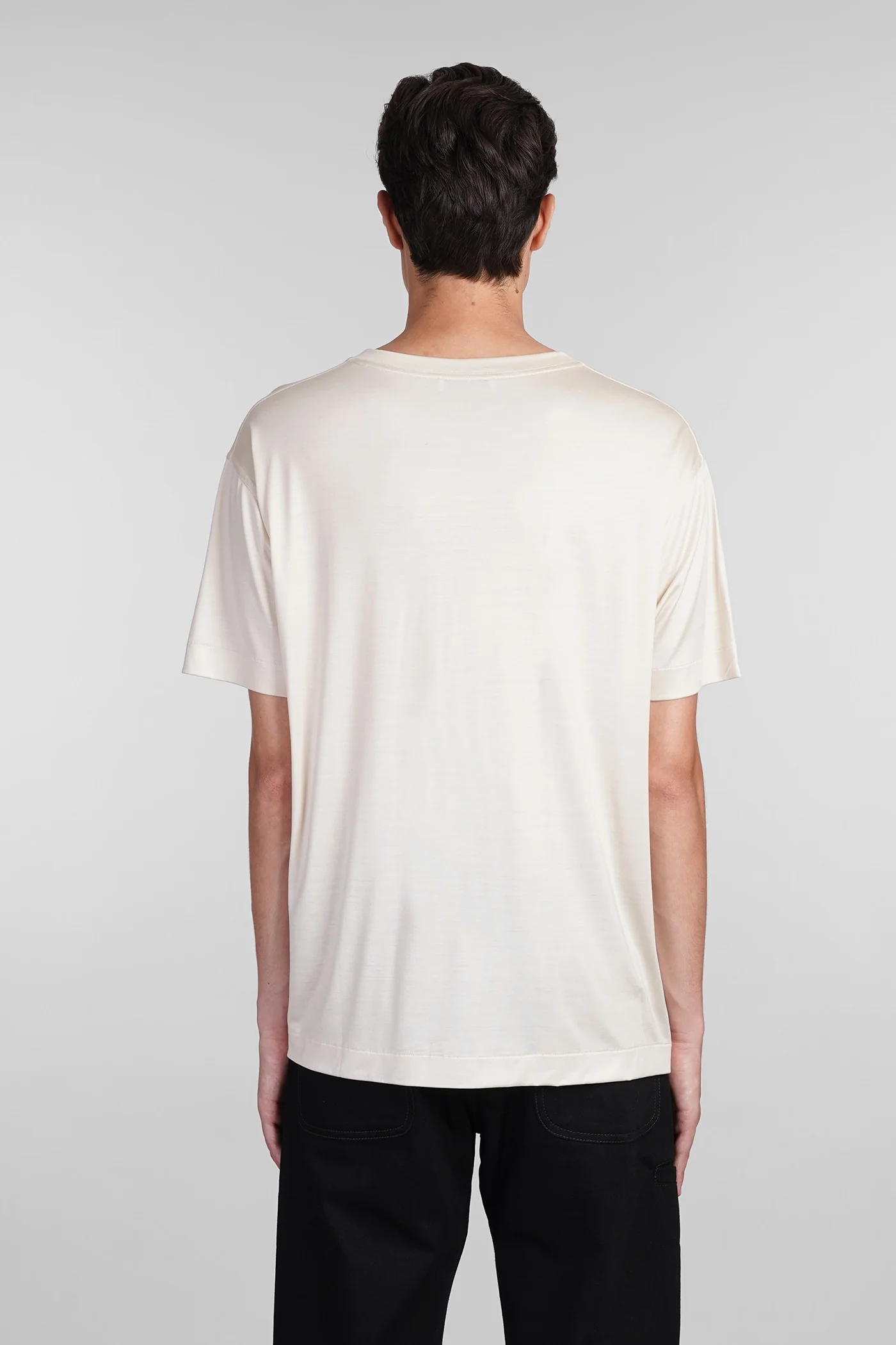 T-Shirt in beige silk - Image 3