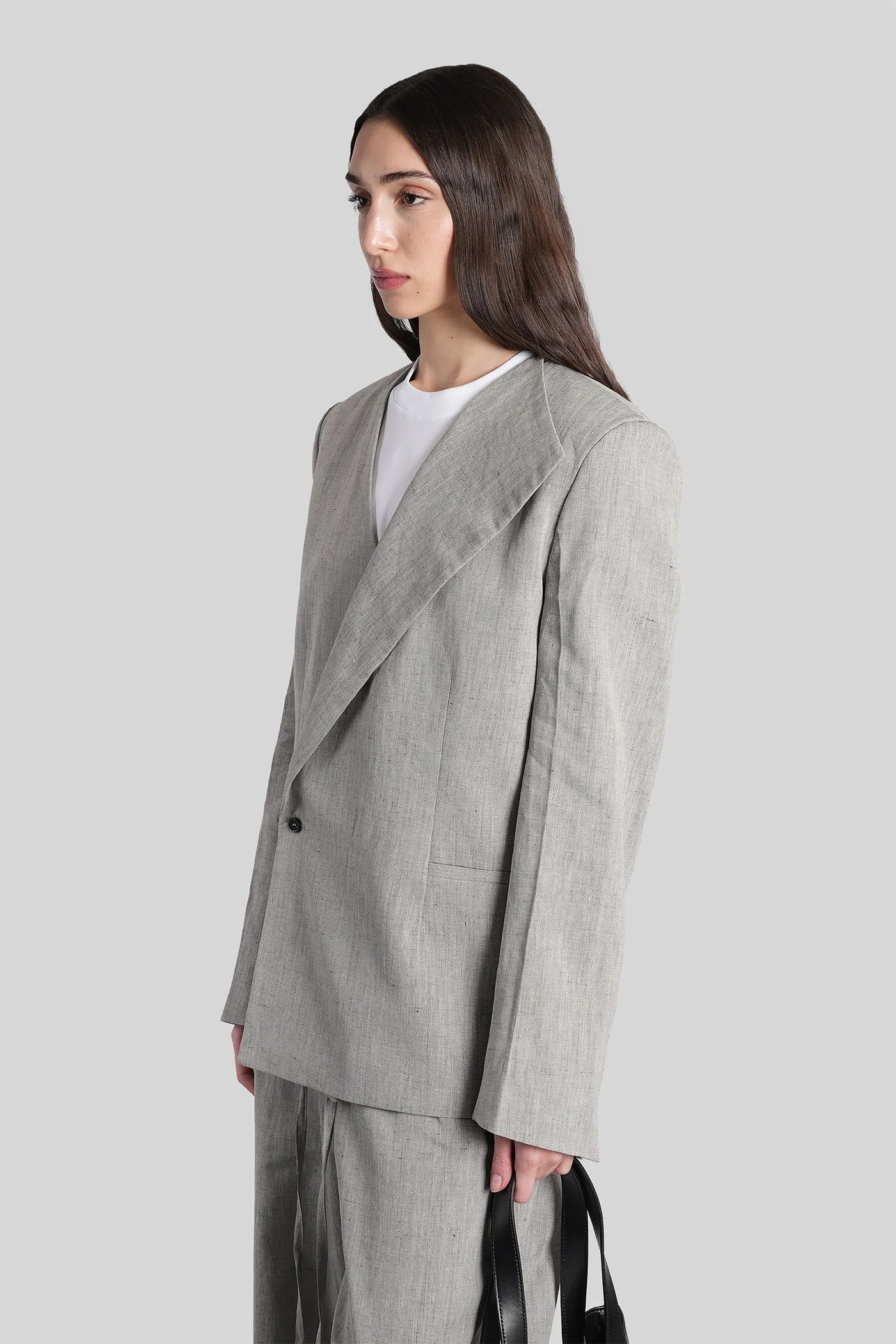 Suna Blazer in grey linen - Image 4