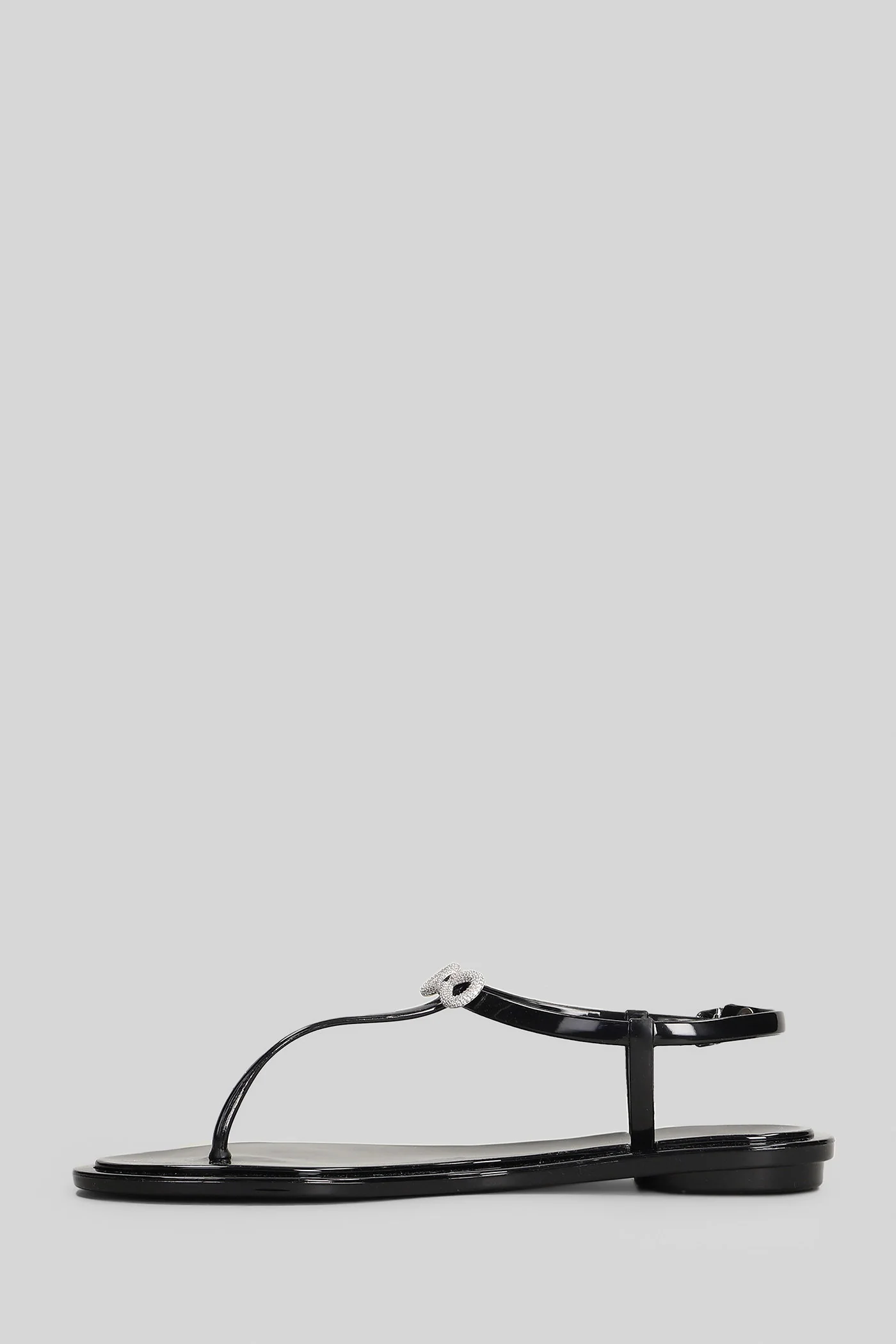 Flat sandal-slipper in black PVC - Image 3
