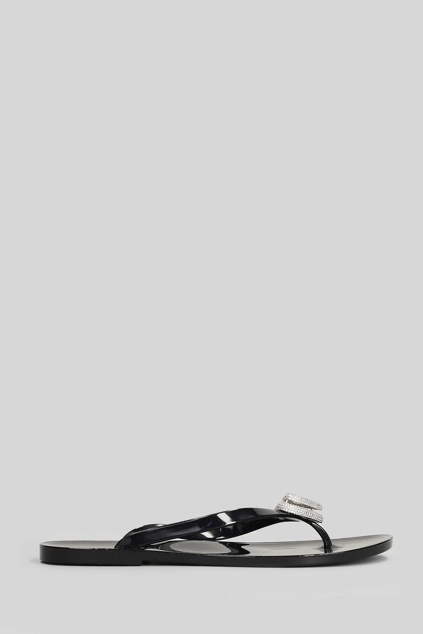 Flat sandal-slipper in black PVC