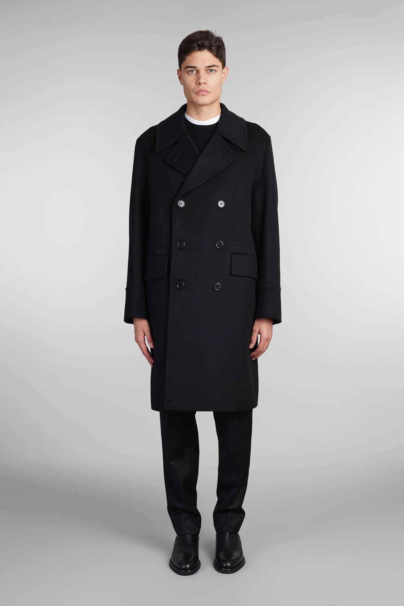 Redford Coat in black wool