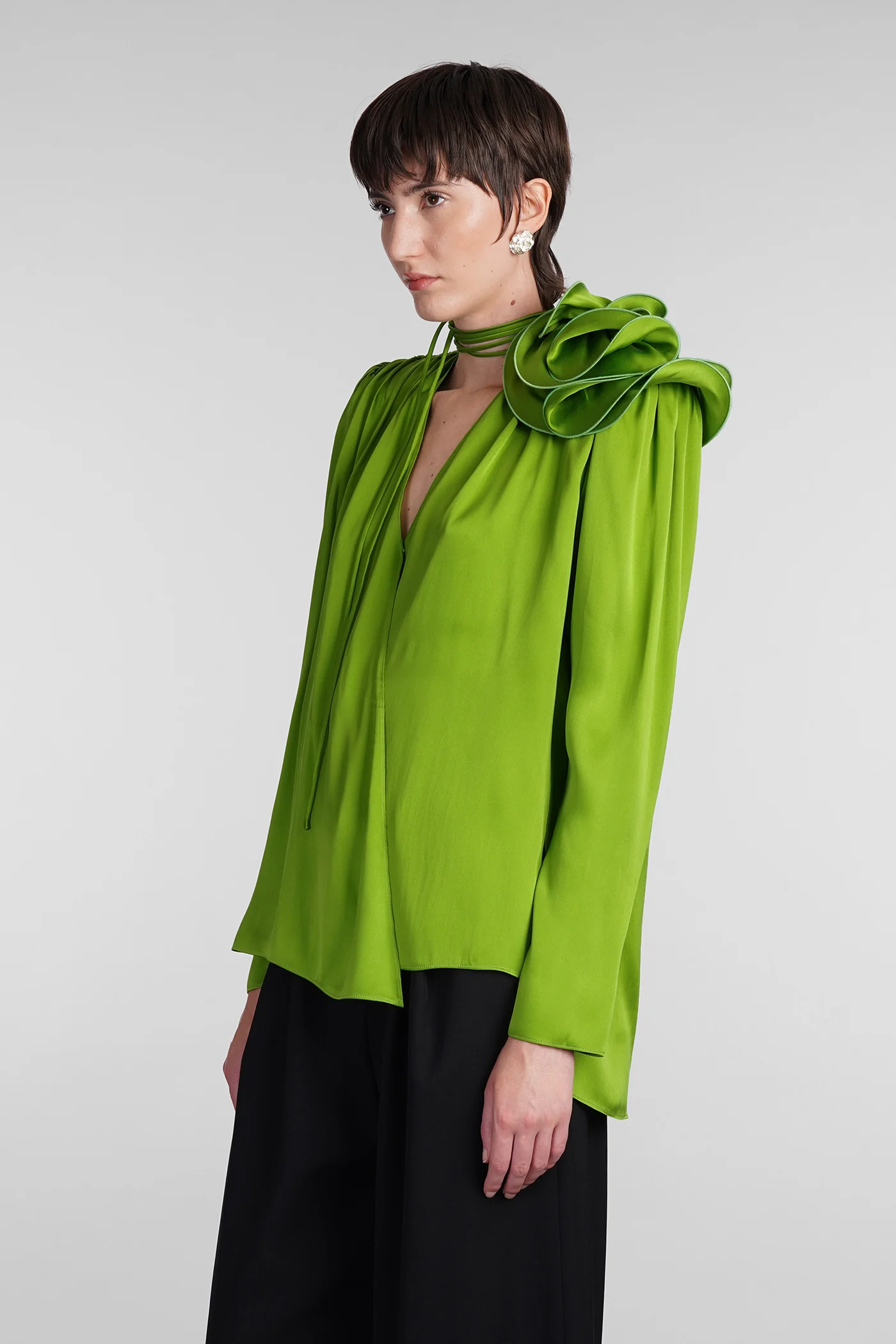 Blouse in green silk - Image 4