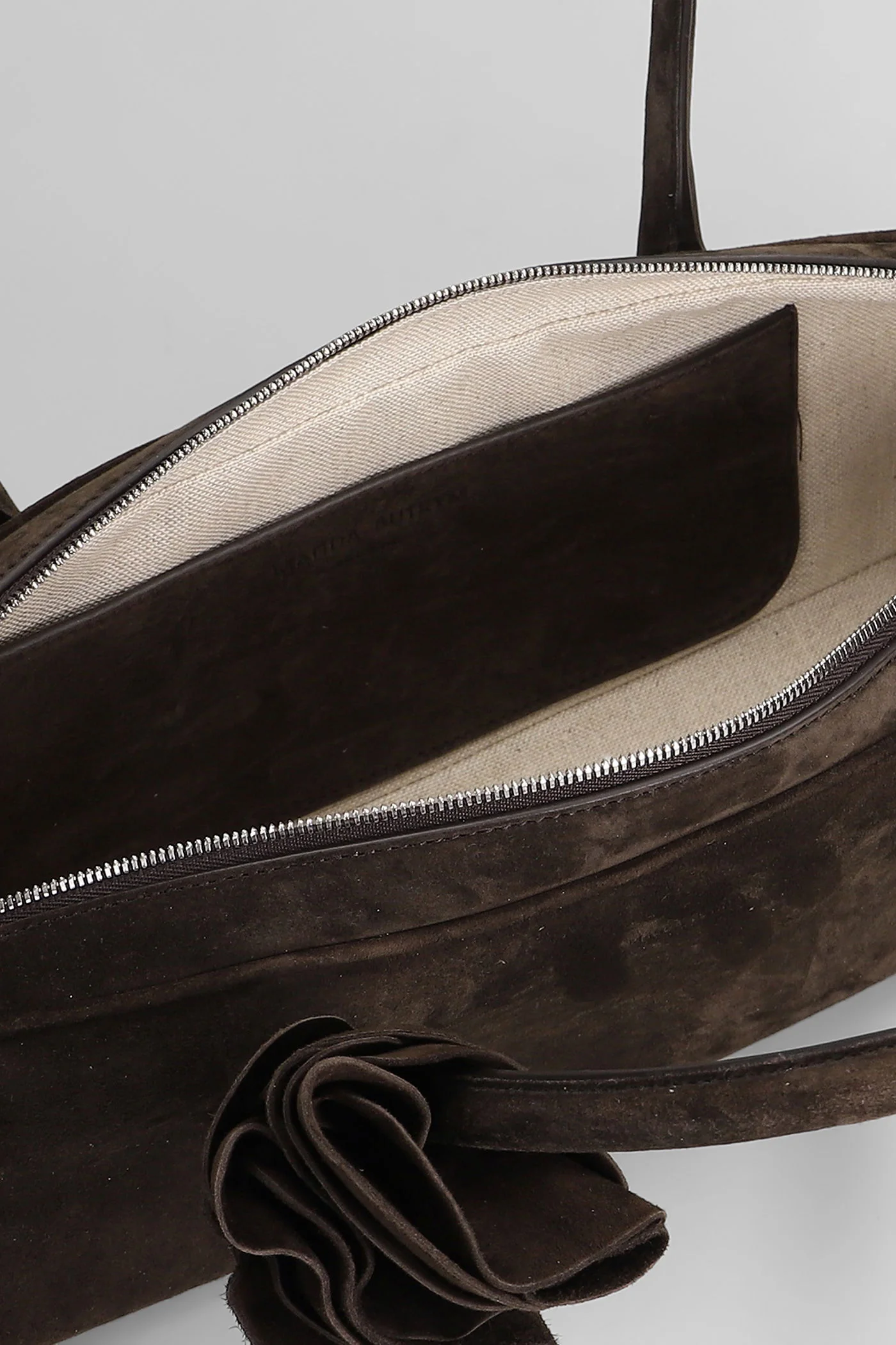 Brigitte Hand bag in brown suede - Image 4