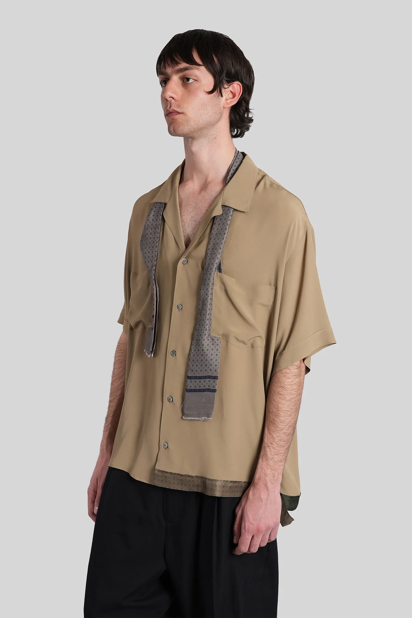 Shirt in beige acetate - Image 4