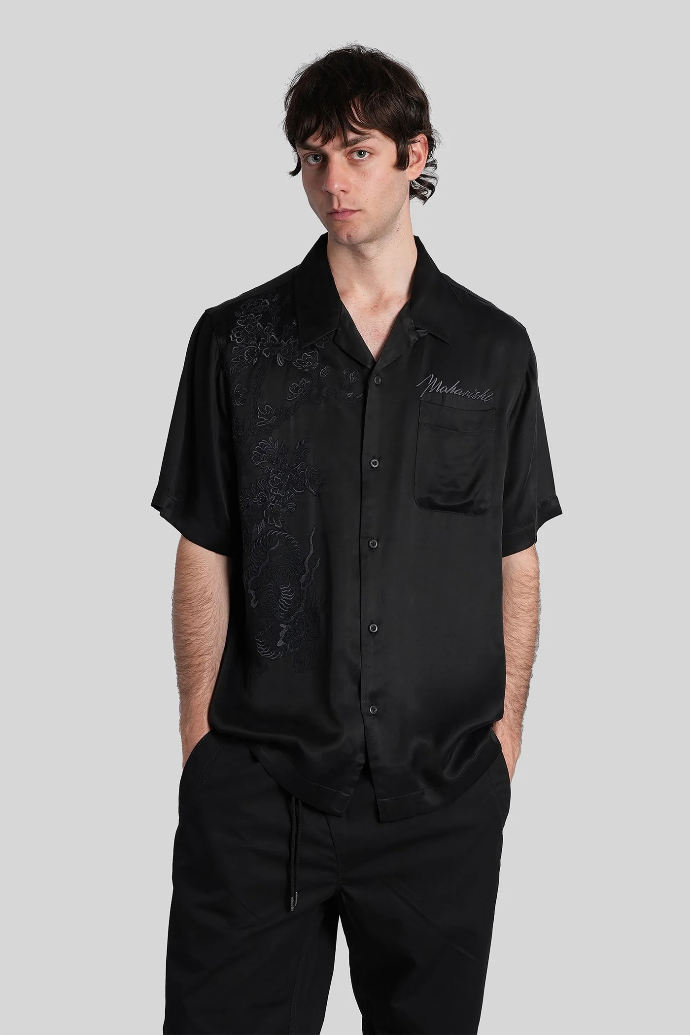 Shirt in black polyamide polyester